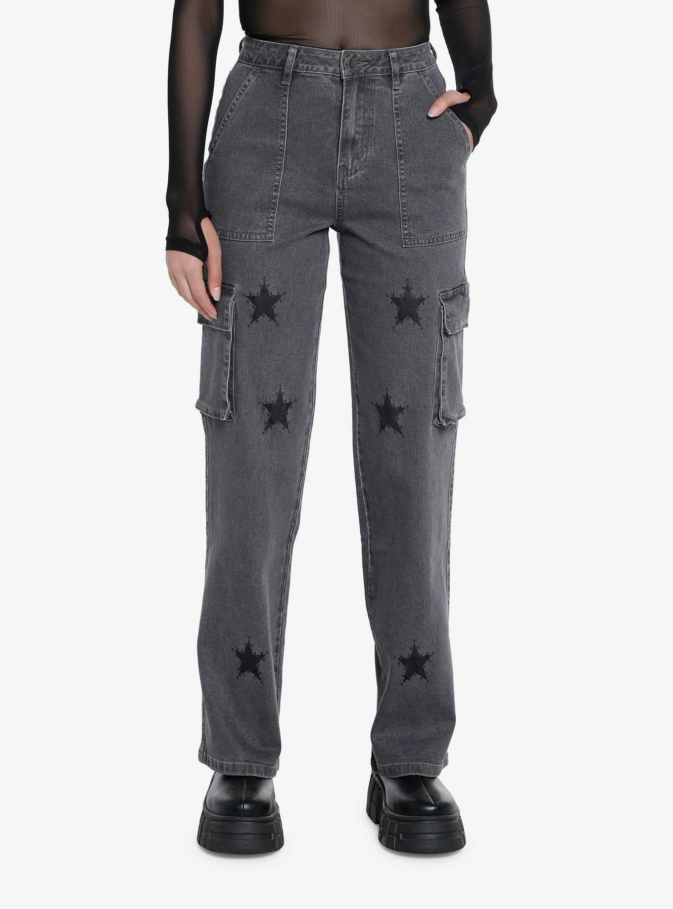 Social Collision Grey Star Cargo Pants, , hi-res