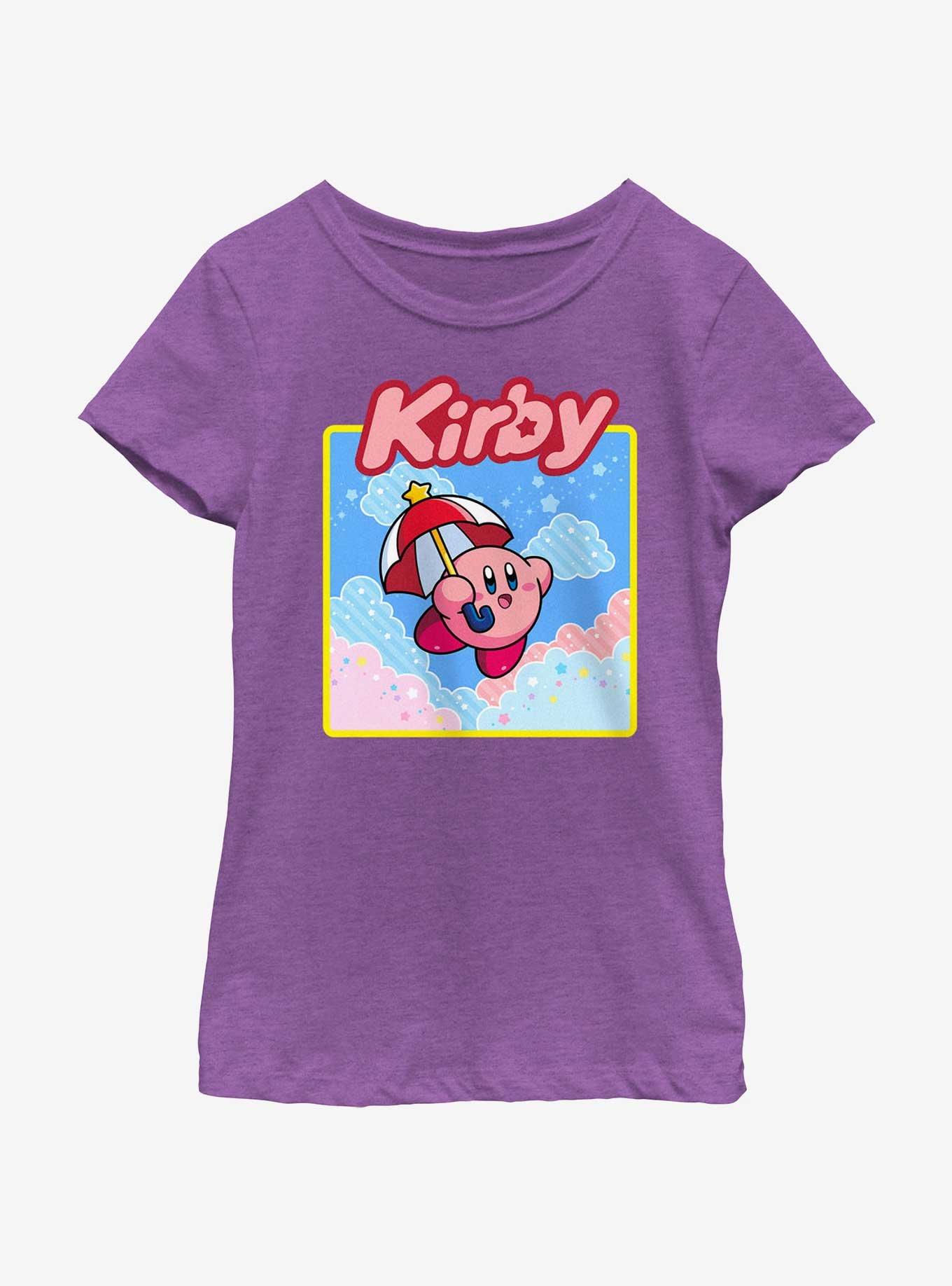 Kirby Starry Parasol Youth Girls T-Shirt, , hi-res
