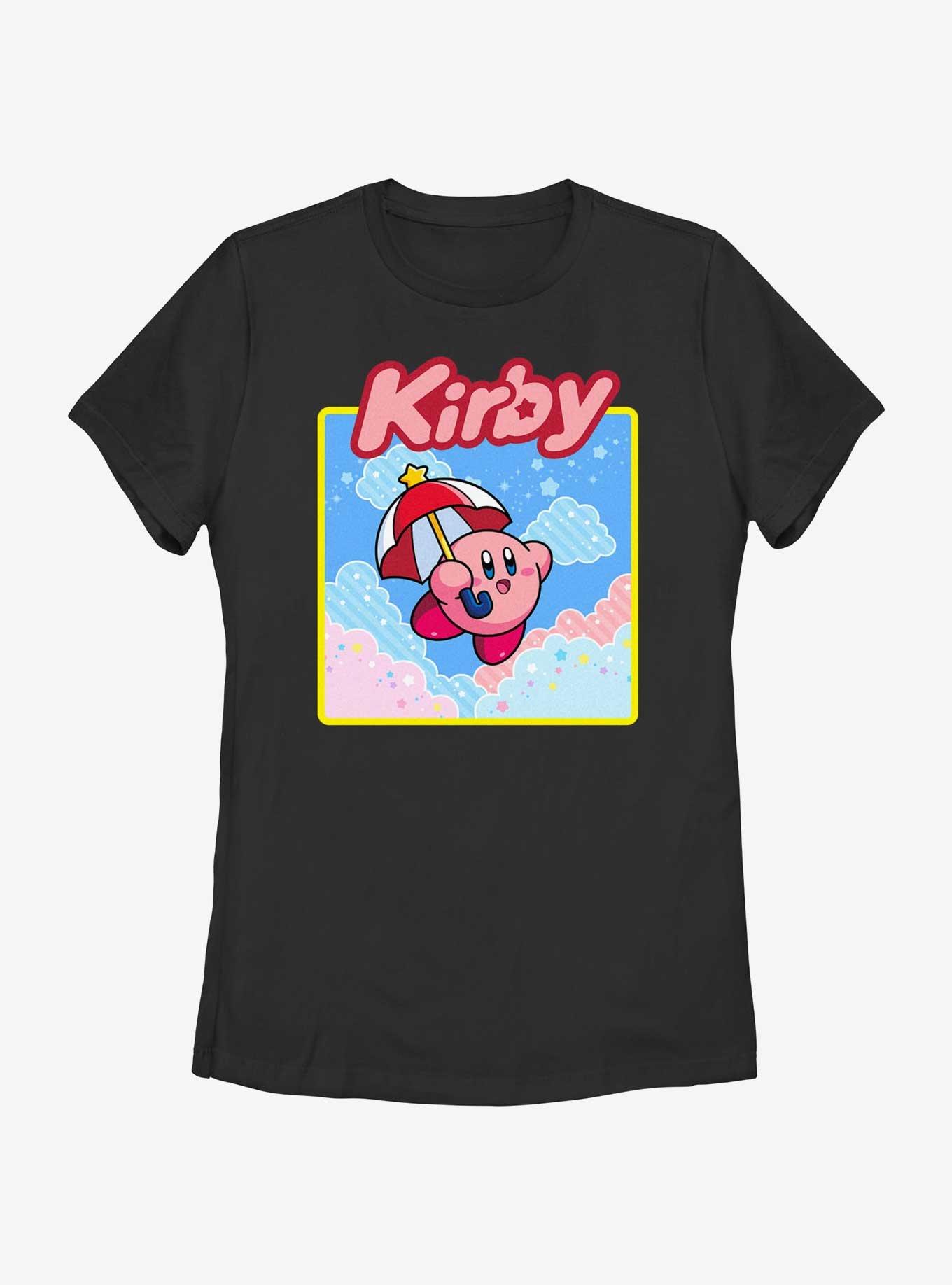Kirby Starry Parasol Womens T-Shirt, BLACK, hi-res
