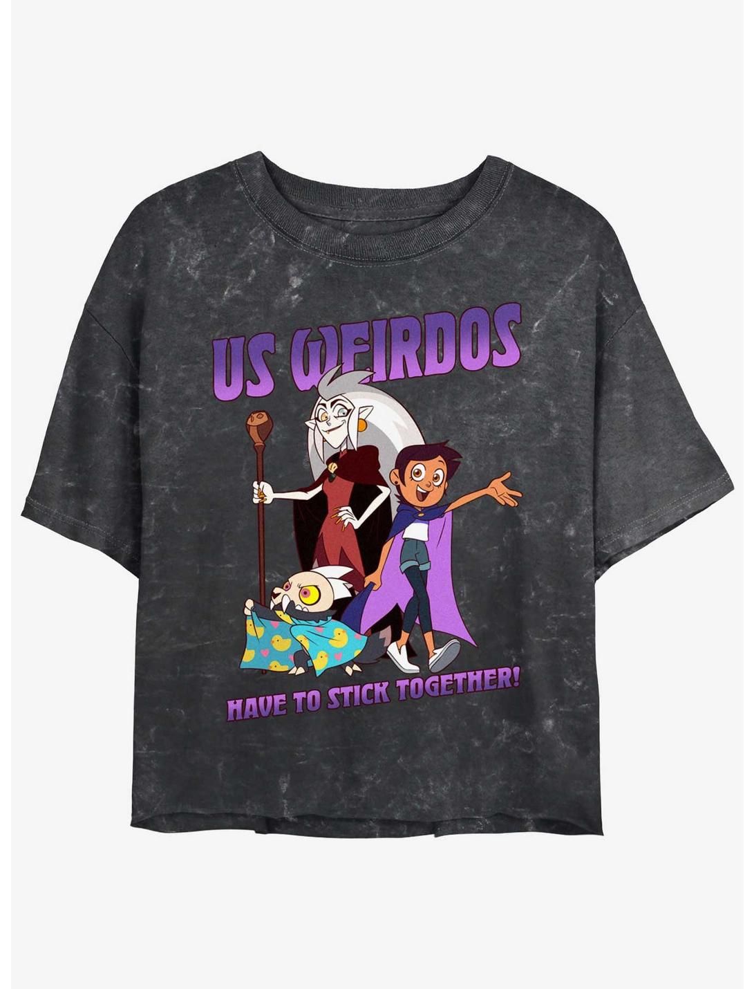 Disney The Owl House Weirdos Unite Mineral Wash Womens Crop T-Shirt, BLACK, hi-res