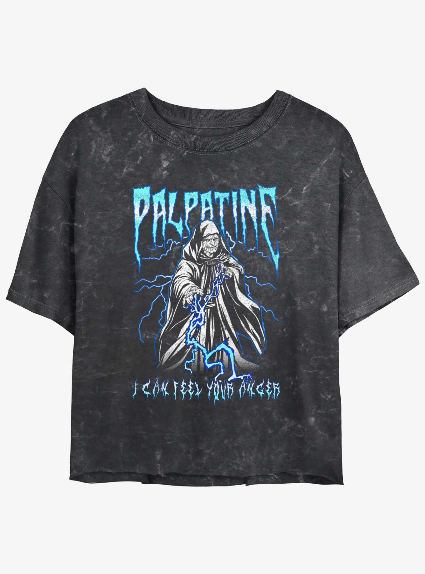 Star Wars Electric Palpatine Mineral Wash Womens Crop T-Shirt, BLACK, hi-res