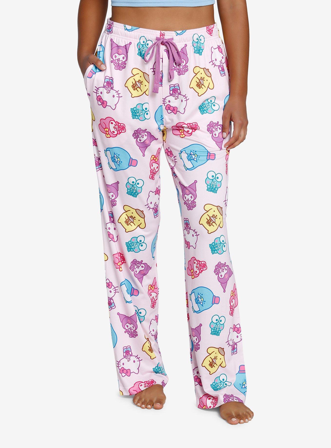 Hello Kitty and Friends Women's Chibi Character AOP Lounge Pajama Pants,  Multicoloured, X-Large 