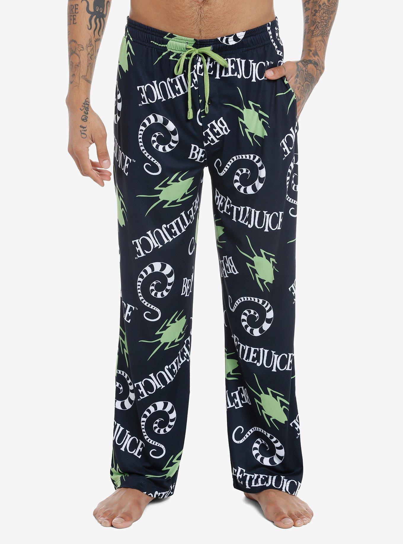 Beetlejuice Worms & Beetles Pajama Pants, BLACK, hi-res