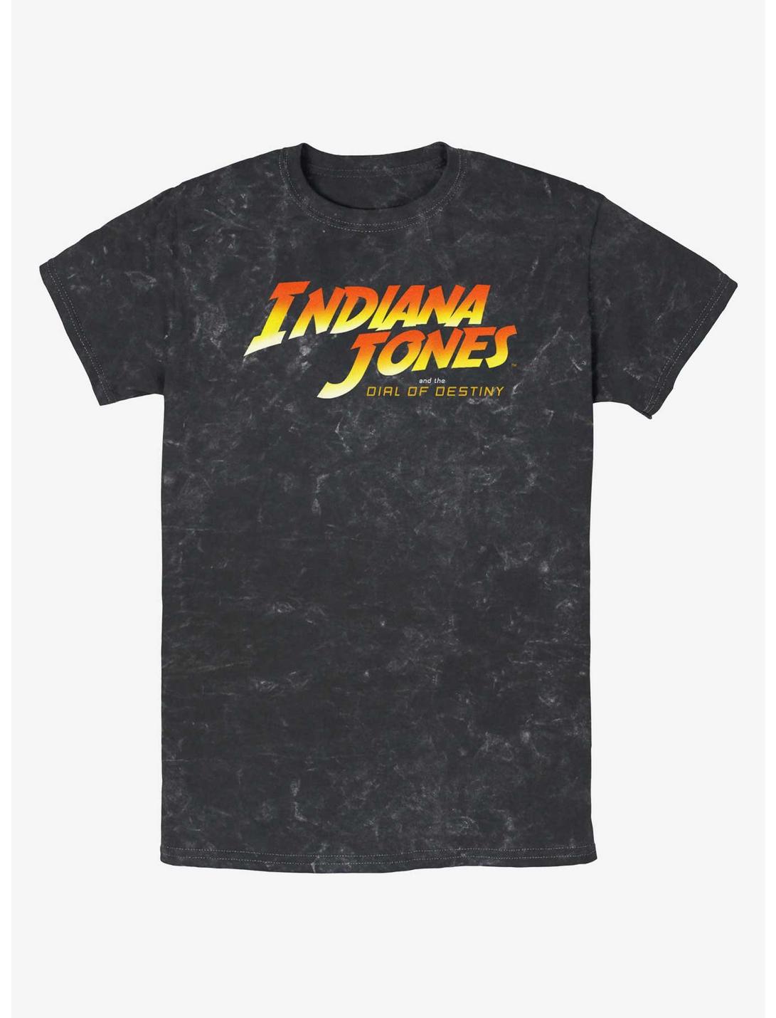 Indiana Jones and the Dial of Destiny Logo Mineral Wash T-Shirt, BLACK, hi-res