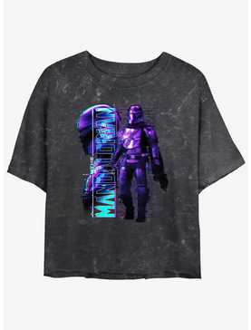 Star Wars The Mandalorian Mando Glitch Mineral Wash Womens Crop T-Shirt, , hi-res