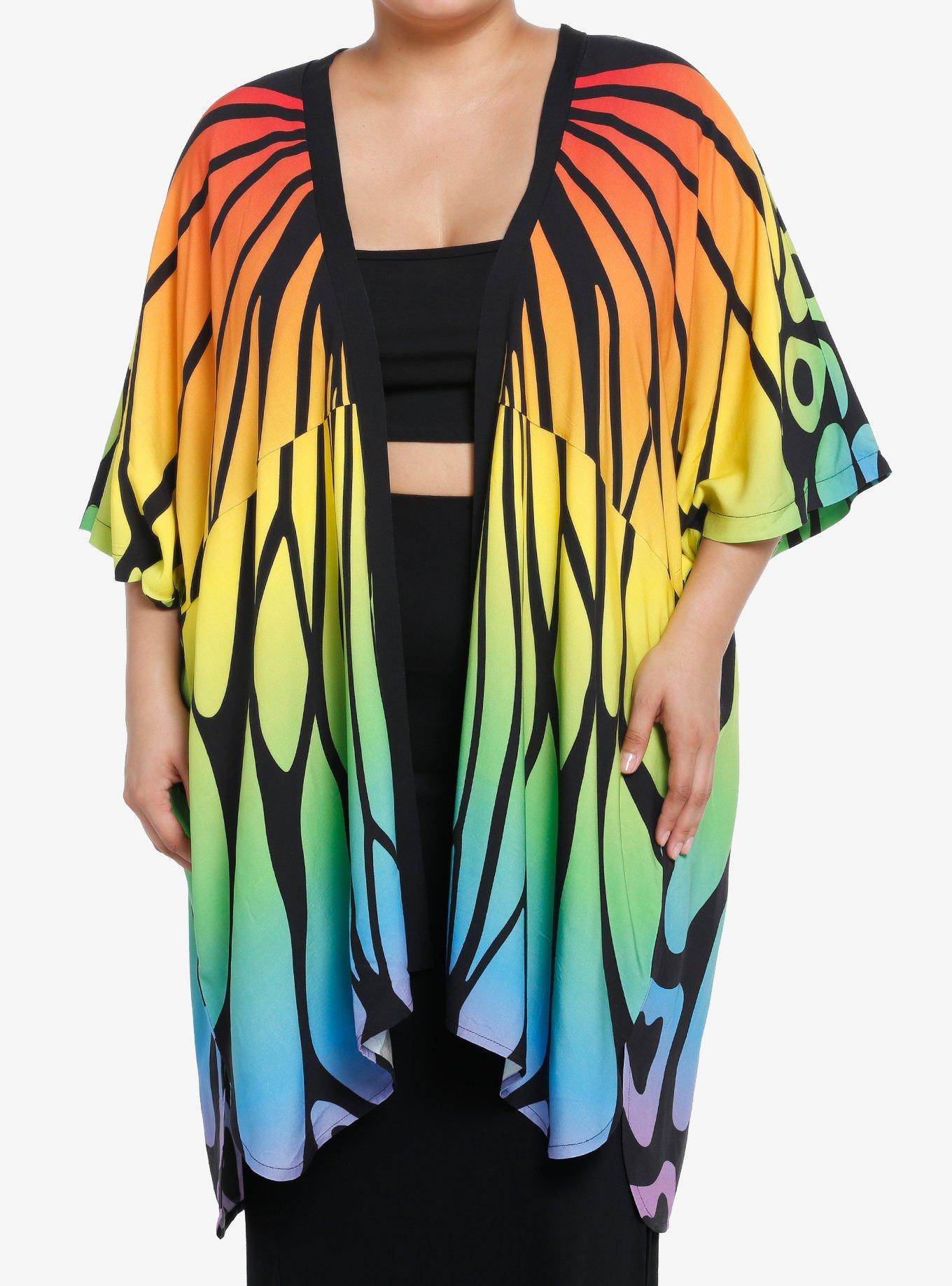 Plus Size Thorn & Fable Rainbow Butterfly Girls Short Duster Plus Size, , hi-res