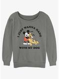 Disney Mickey Mouse Dog Lover Mickey and Pluto Womens Slouchy Sweatshirt, GRAY HTR, hi-res