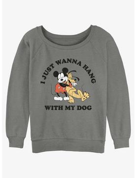 Plus Size Disney Mickey Mouse Dog Lover Mickey and Pluto Womens Slouchy Sweatshirt, , hi-res
