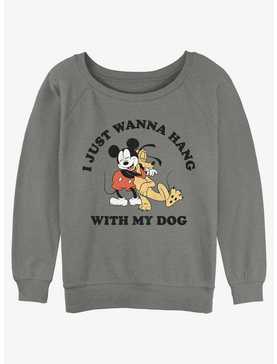 Disney Mickey Mouse Dog Lover Mickey and Pluto Womens Slouchy Sweatshirt, , hi-res