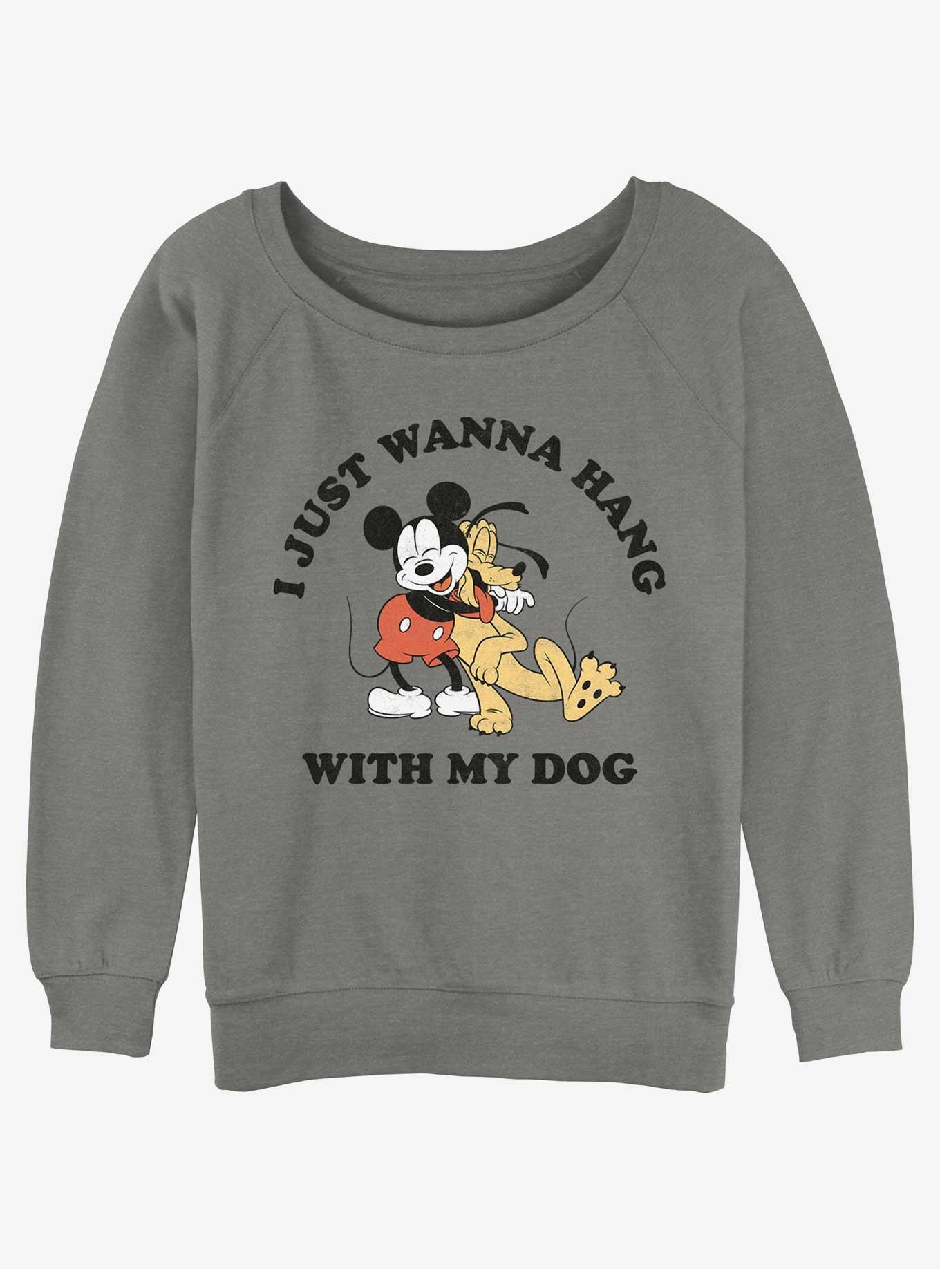 Disney Mickey Mouse Dog Lover Mickey and Pluto Womens Slouchy Sweatshirt, , hi-res