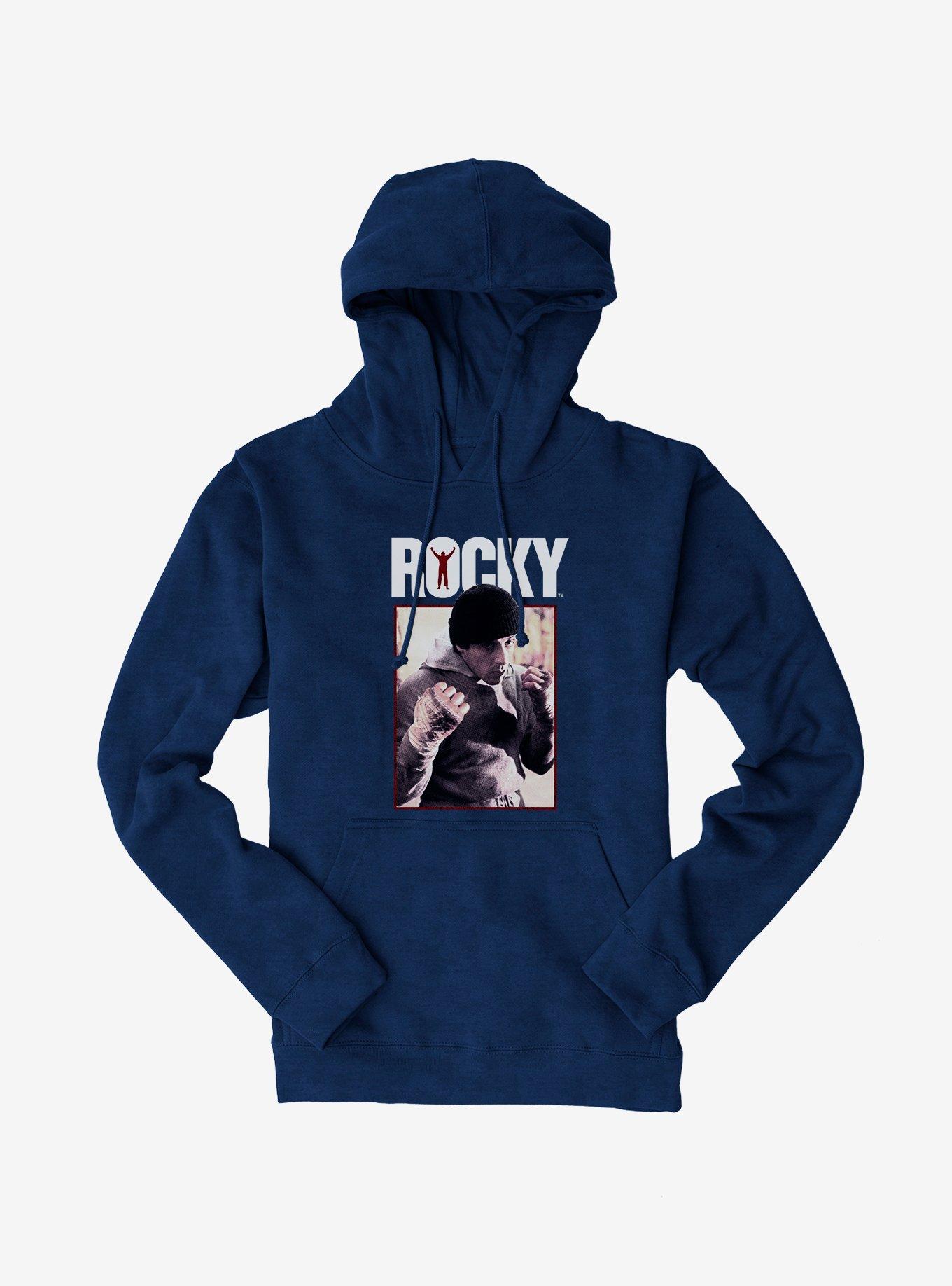 Rocky Fighting Stance Hoodie, NAVY, hi-res