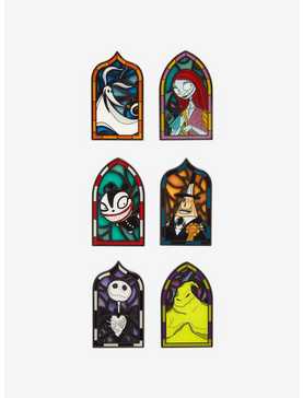 Loungefly The Nightmare Before Christmas Stained Glass Window Blind Box Enamel Pin, , hi-res