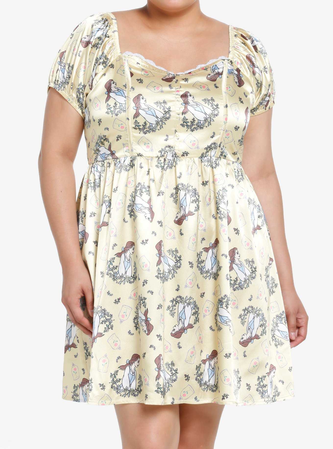 Disney Beauty And The Beast Belle Satin Sweetheart Dress Plus Size, , hi-res
