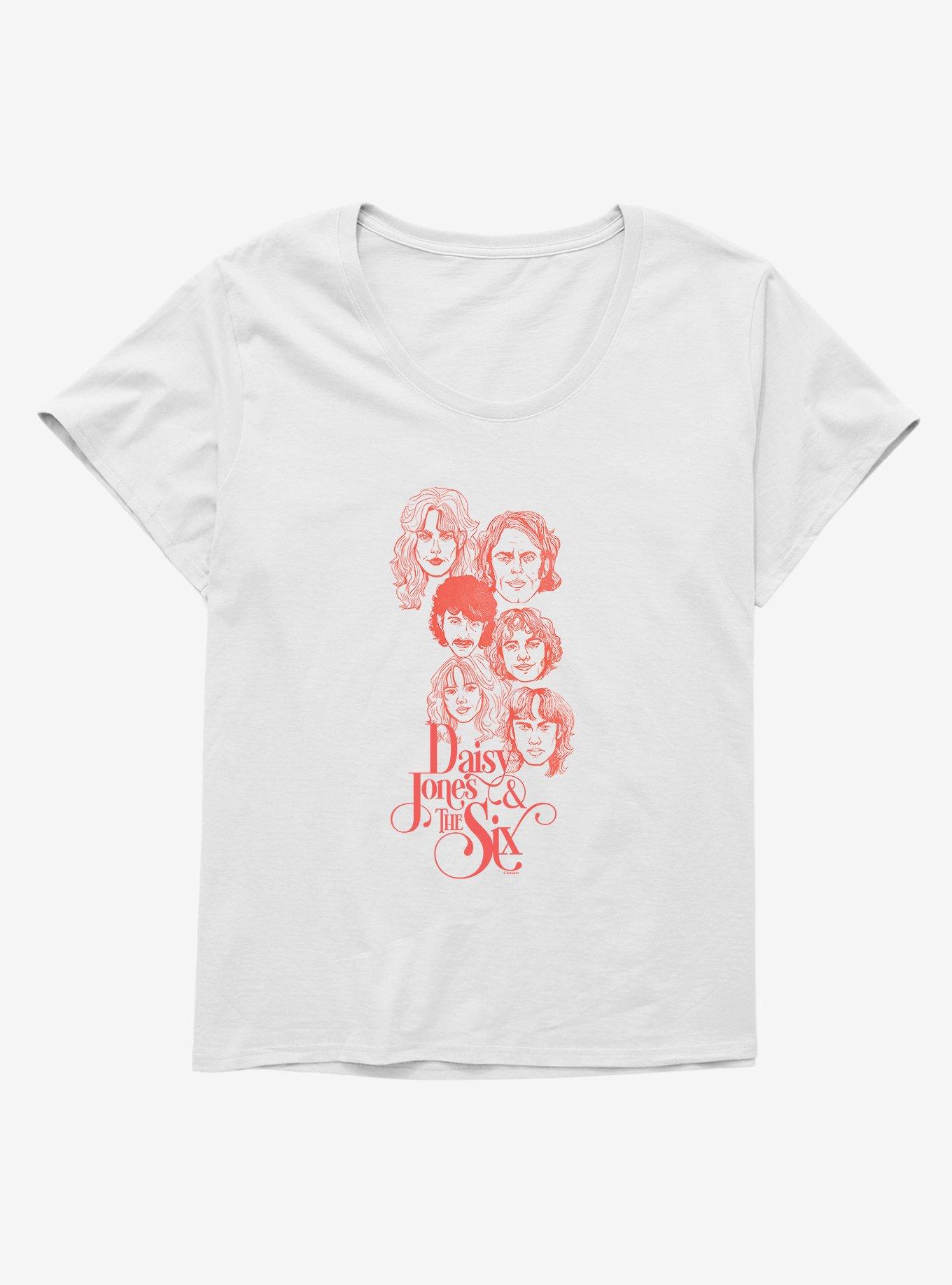 Daisy Jones & The Six Band Illustration Girls T-Shirt Plus Size, WHITE, hi-res