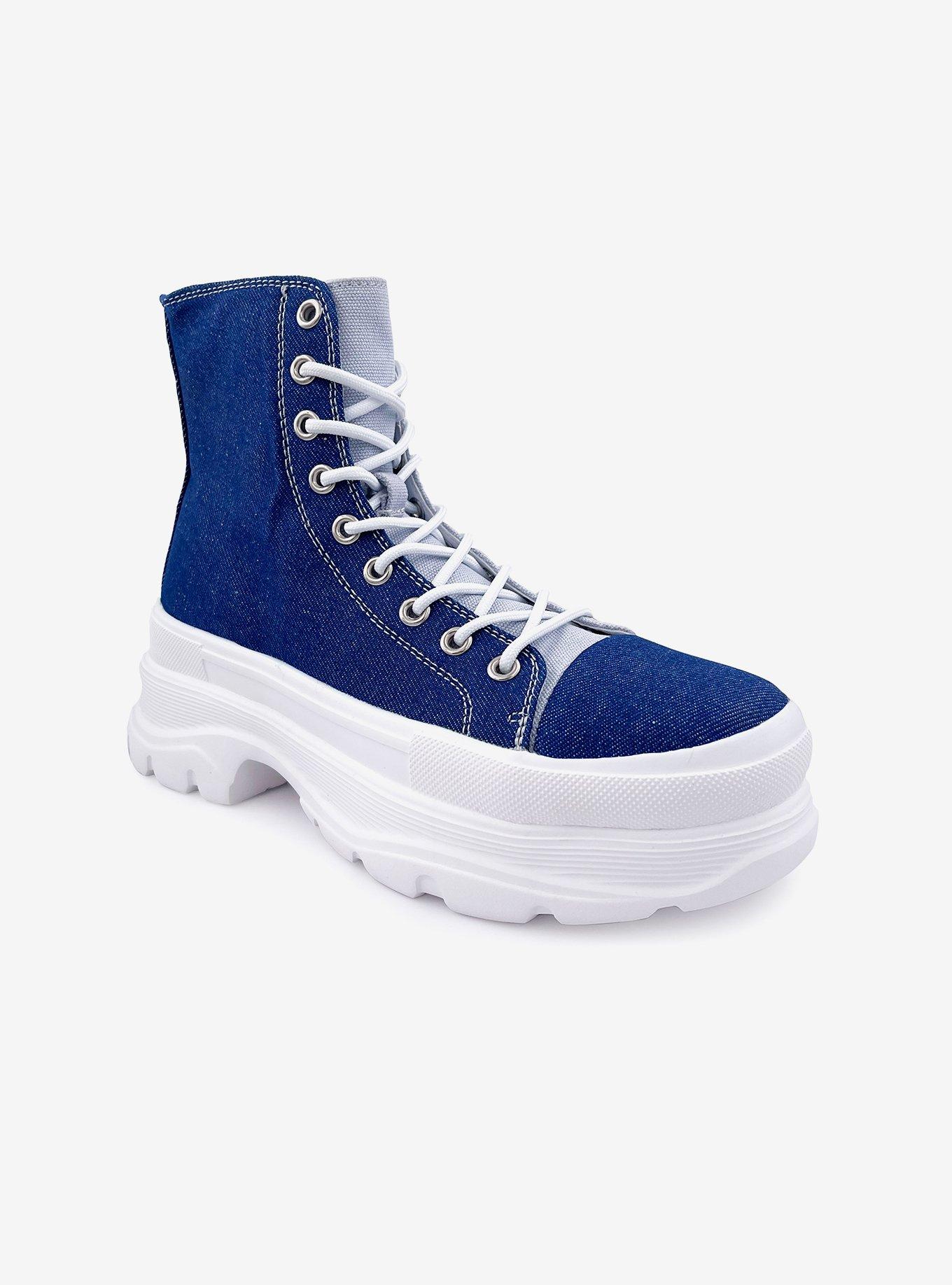 Belle High Top Platform Sneaker Denim, DENIM, hi-res