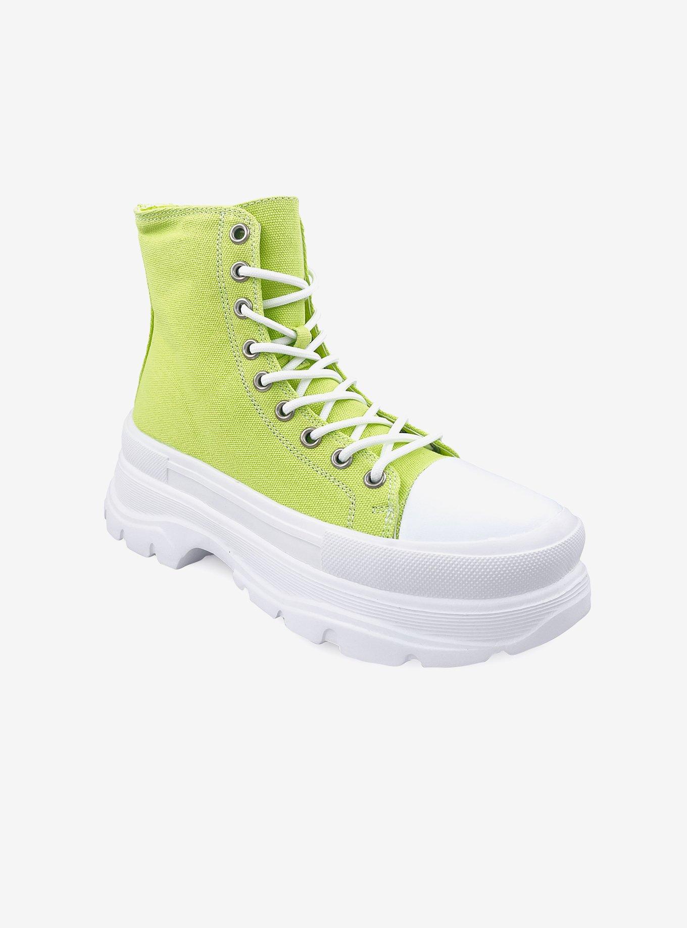 Neon green store platform sneakers