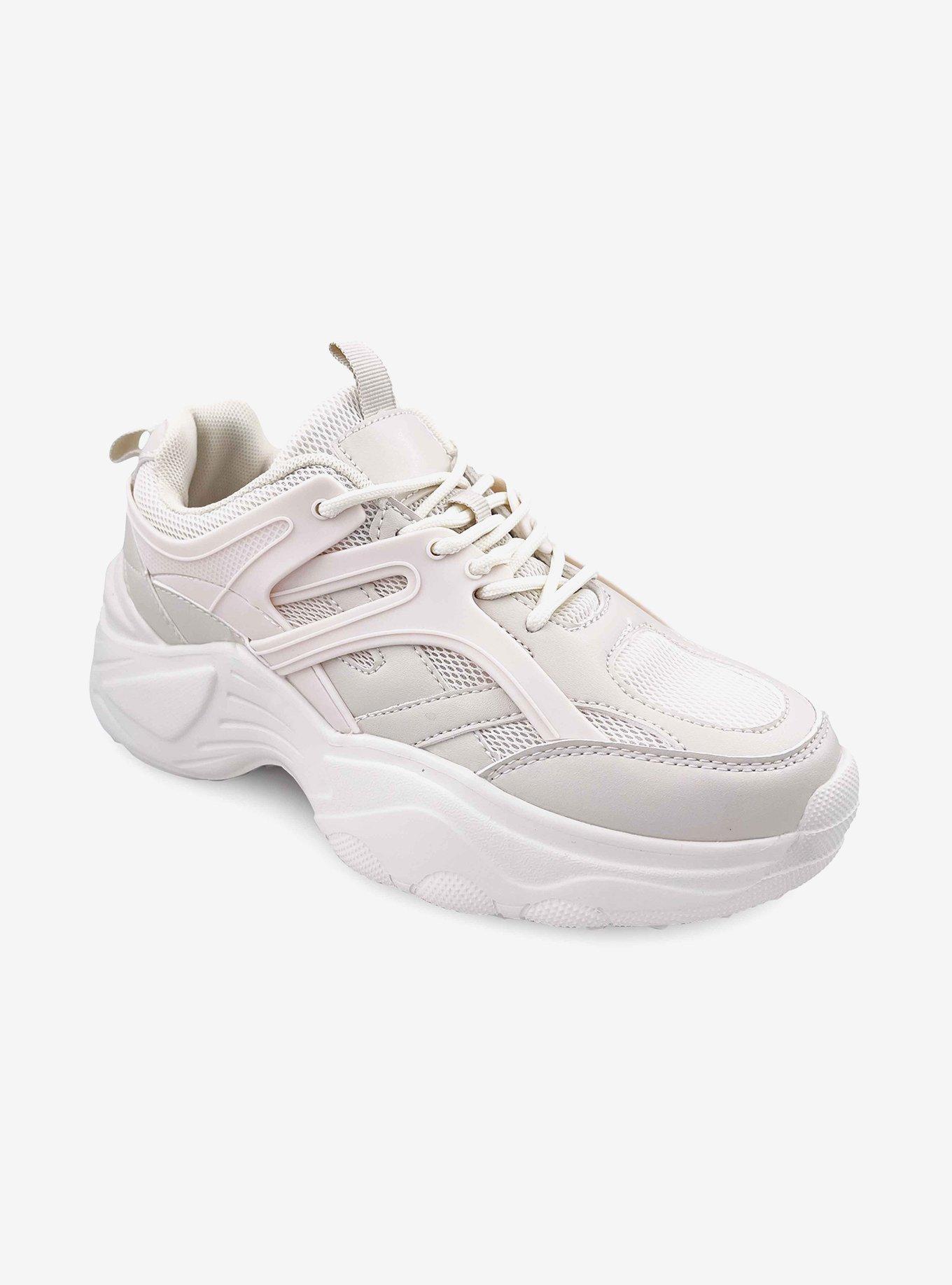 Madelyn Mixed Material Platform Sneaker Beige, BEIGE, hi-res