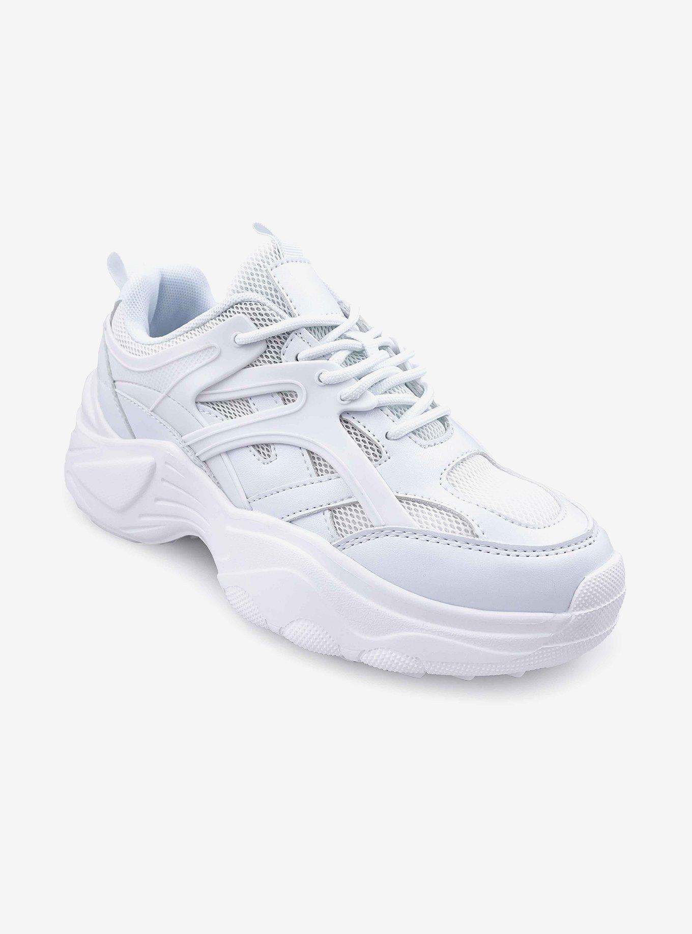Madelyn Mixed Material Platform Sneaker White, BRIGHT WHITE, hi-res