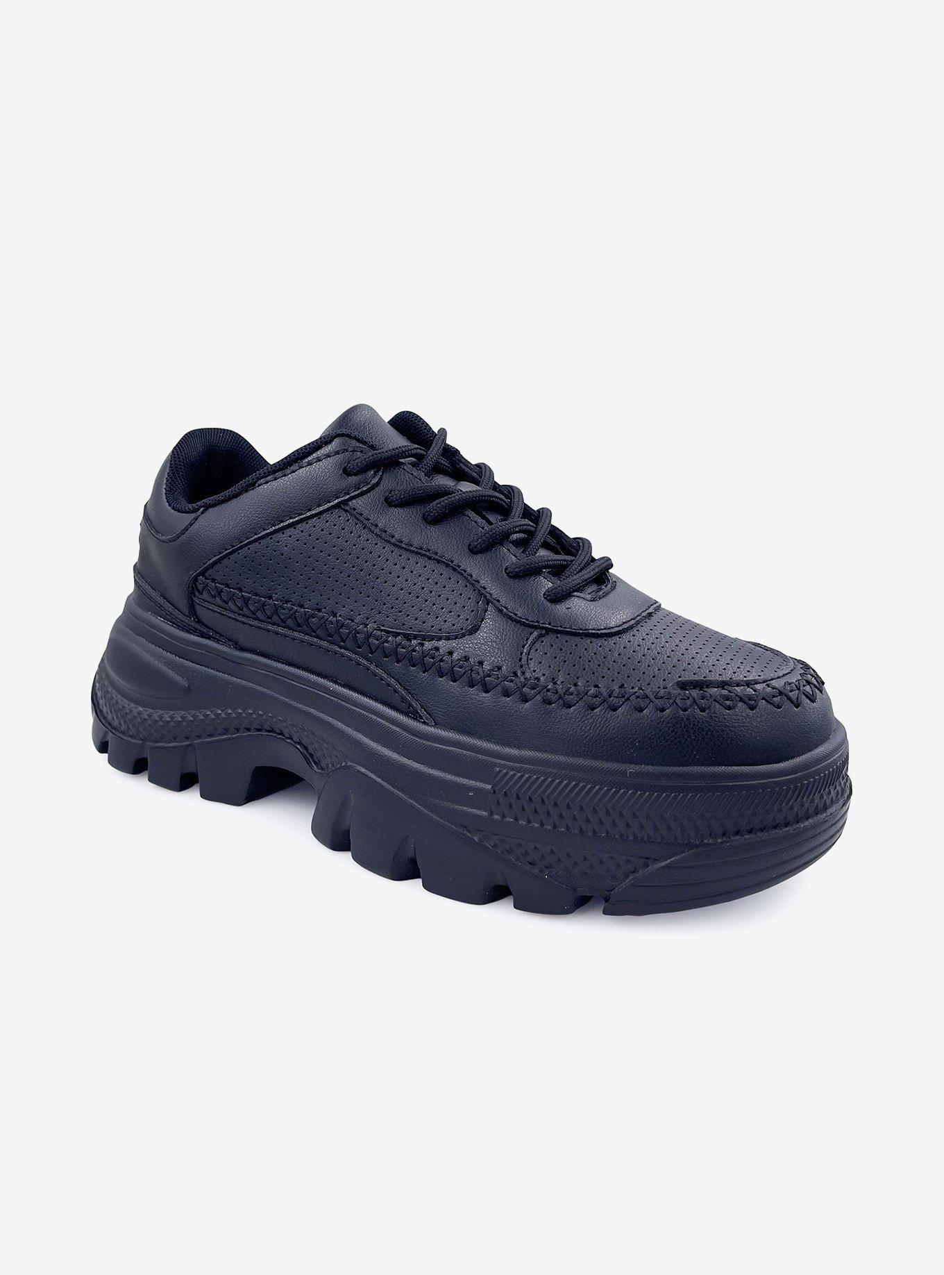 Mavise Platform Sneaker with Perforated Upper Black, BLACK, hi-res