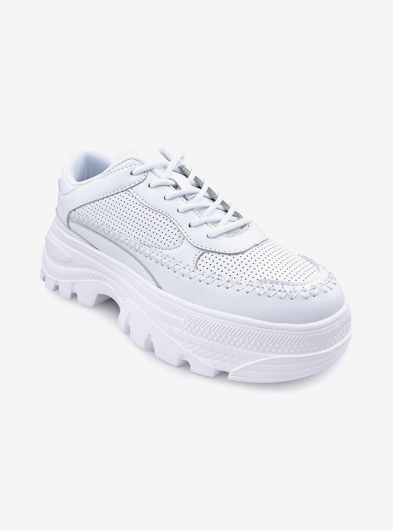 Mavise Platform Sneaker with Perforated Upper White, BRIGHT WHITE, hi-res
