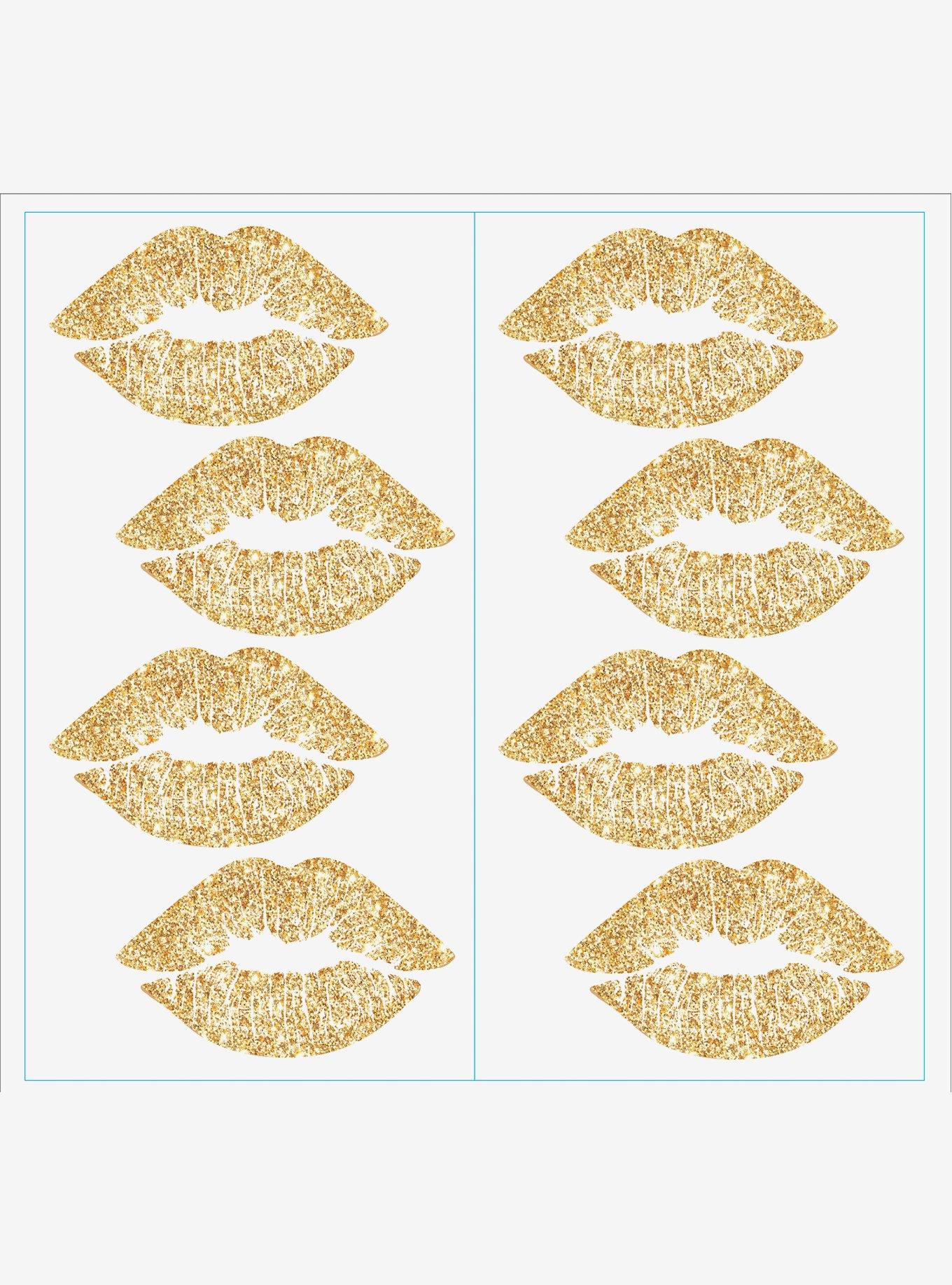 Lip Peel And Stick Wall Decals With Glitter, , hi-res