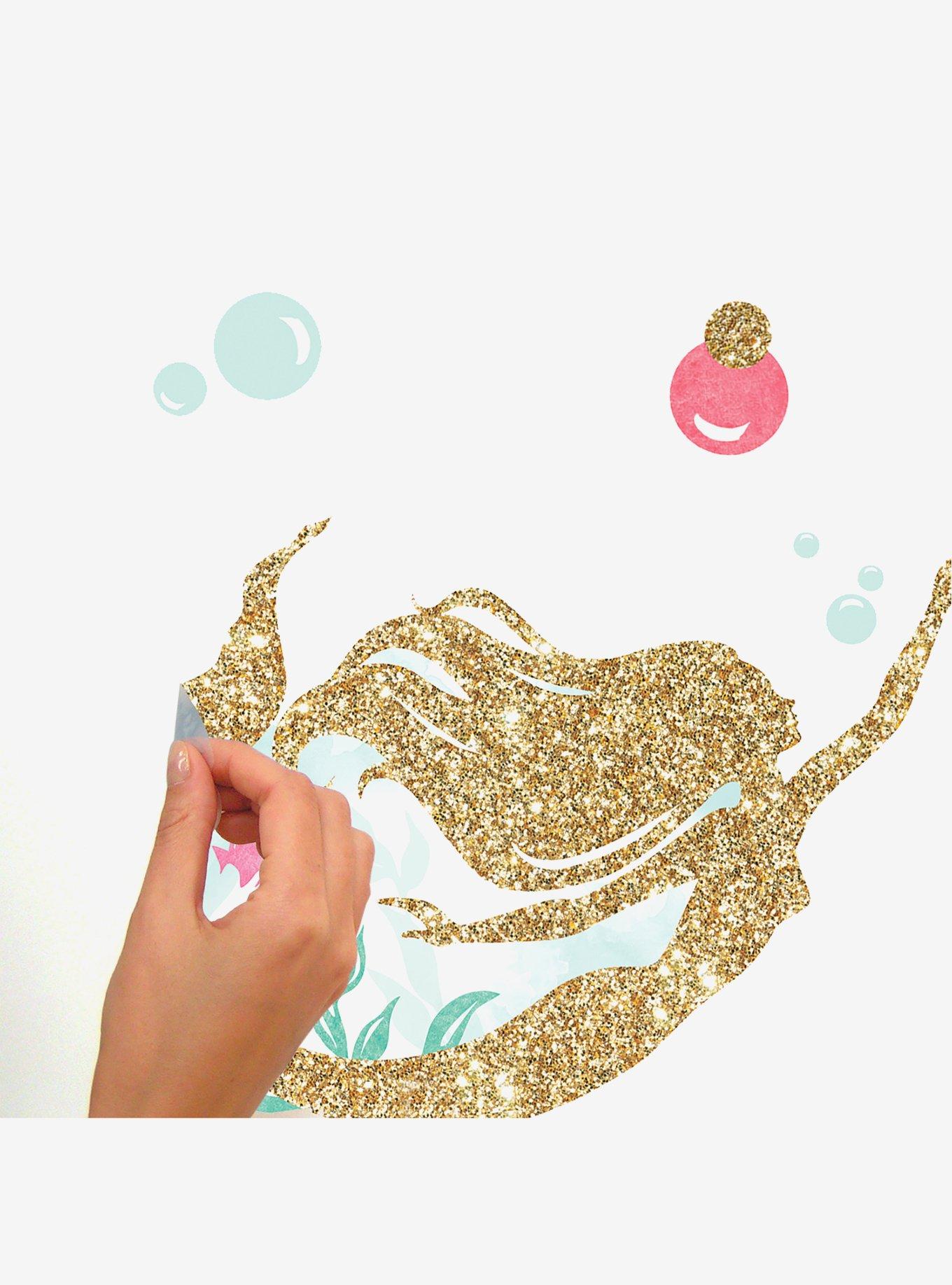 Mermaid Peel And Stick Wall Decals With Gltter, , hi-res