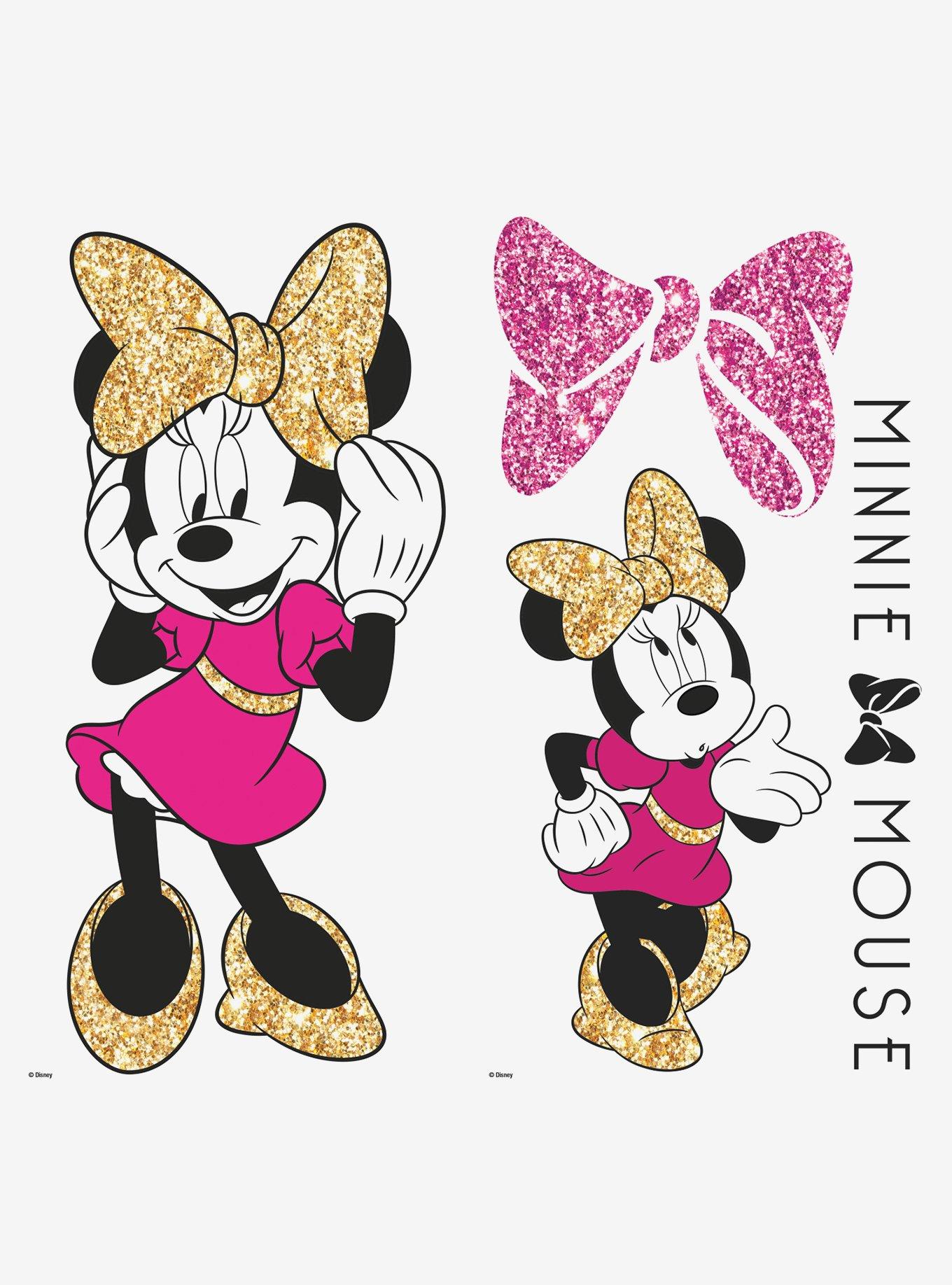 Disney Minnie Mouse Peel And Stick Wall Decals With Glitter
