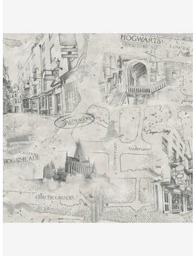 Plus Size Harry Potter Taupe Map Peel & Stick Wallpaper, , hi-res