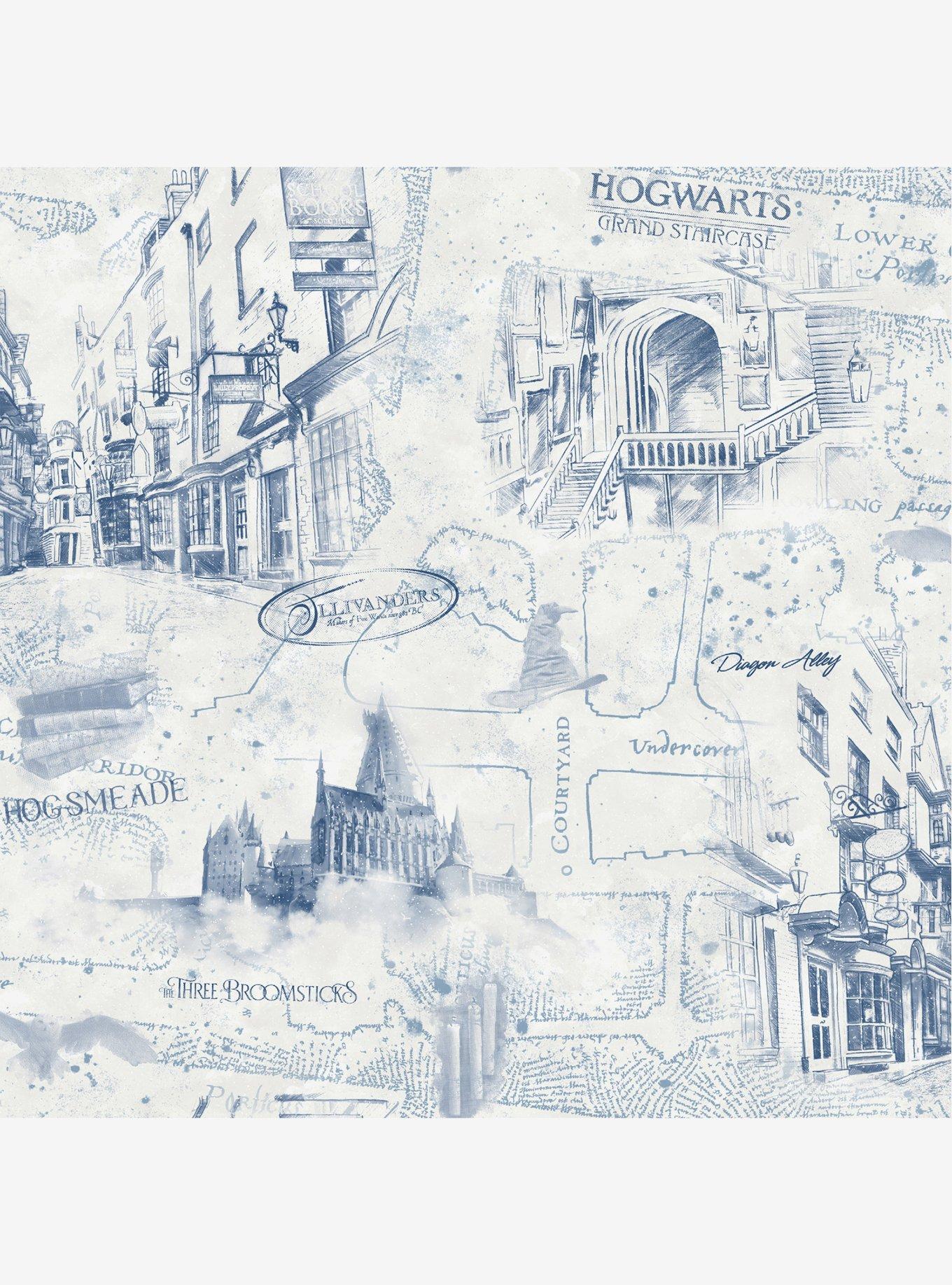 Harry Potter Blue Map Peel & Stick Wallpaper, , hi-res