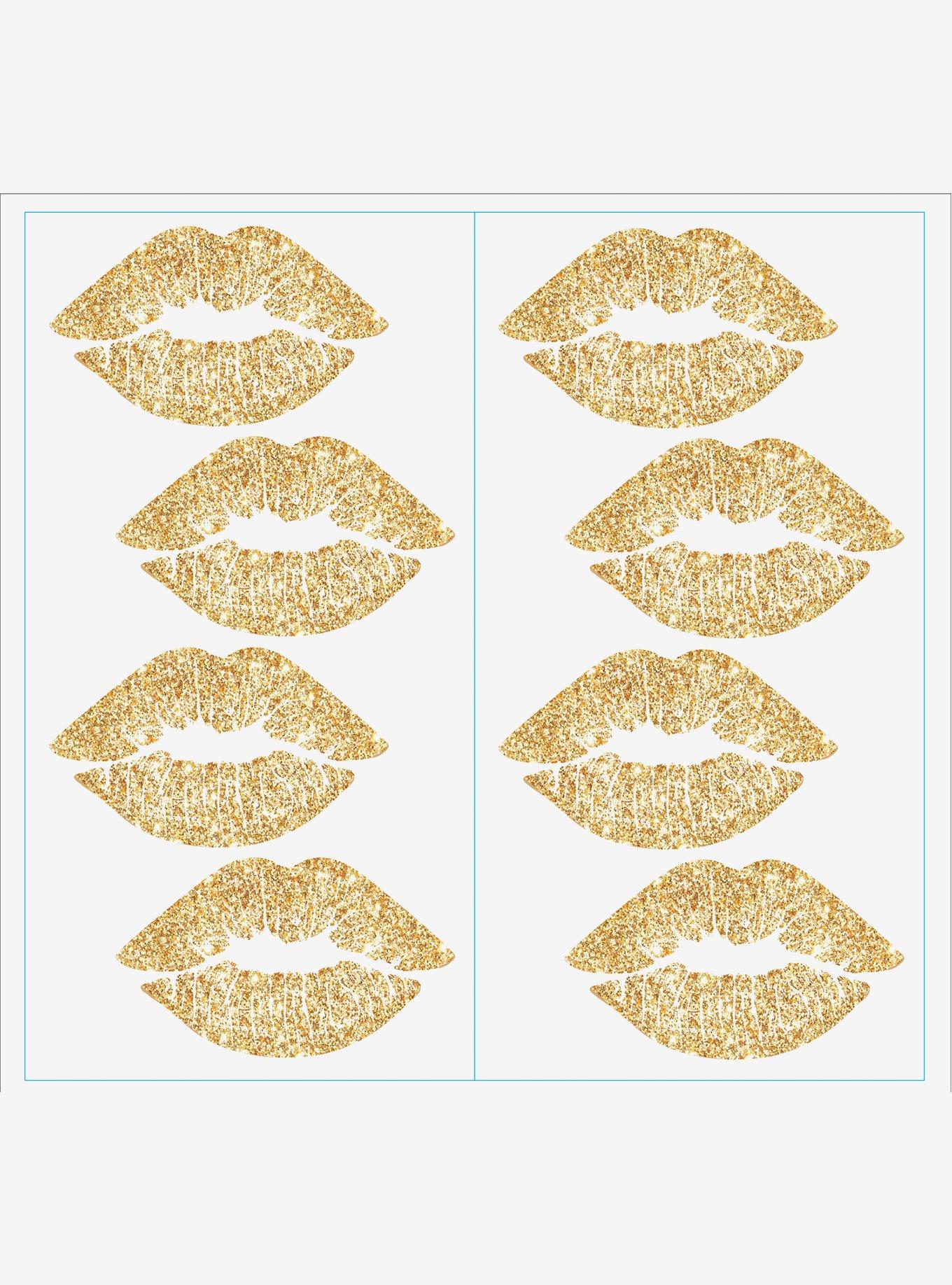 Lip Peel And Stick Wall Decals With Glitter, , hi-res