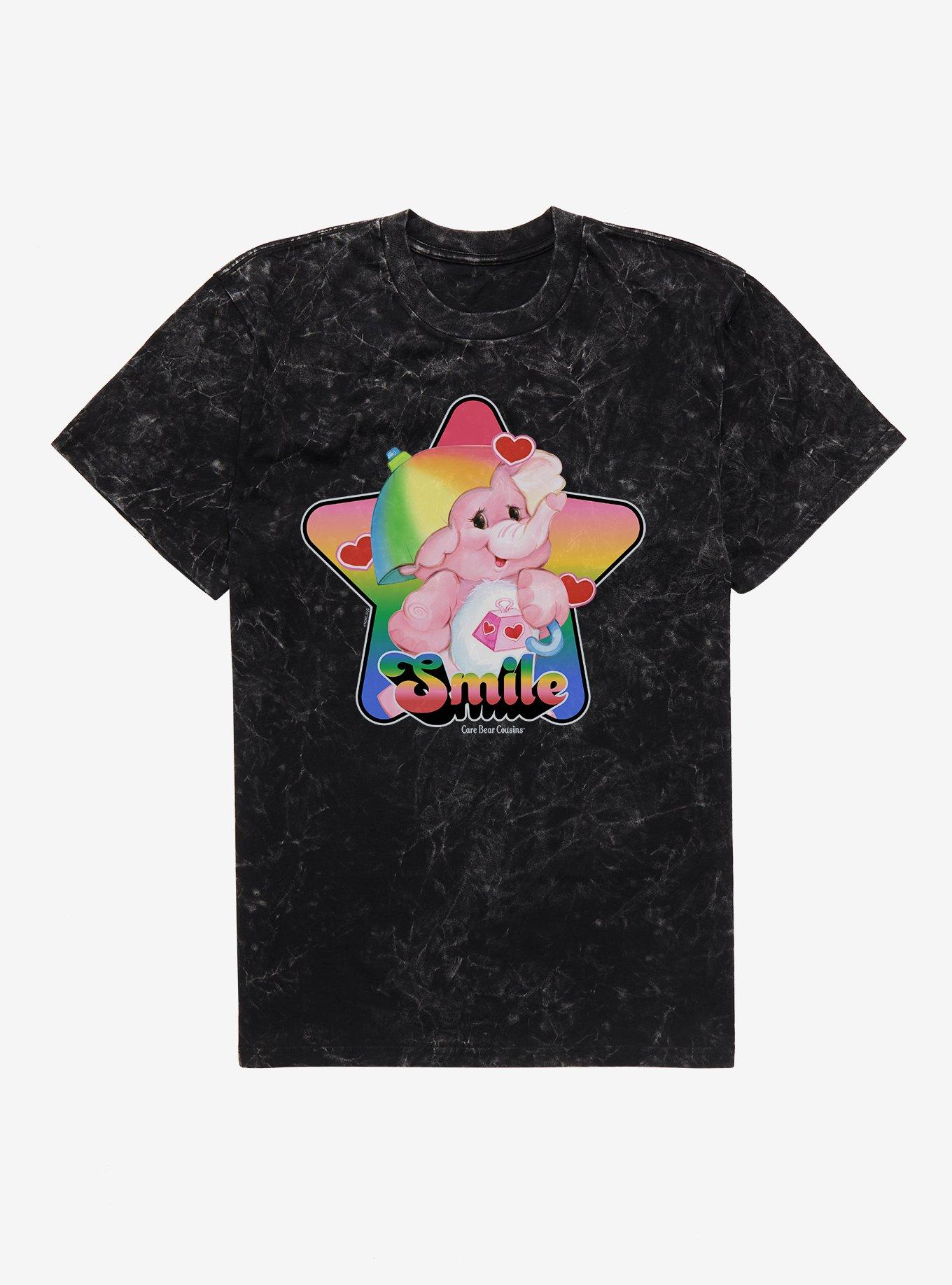 Care Bear Cousins Lotsa Heart Elephant Smile Mineral Wash T-Shirt, BLACK MINERAL WASH, hi-res
