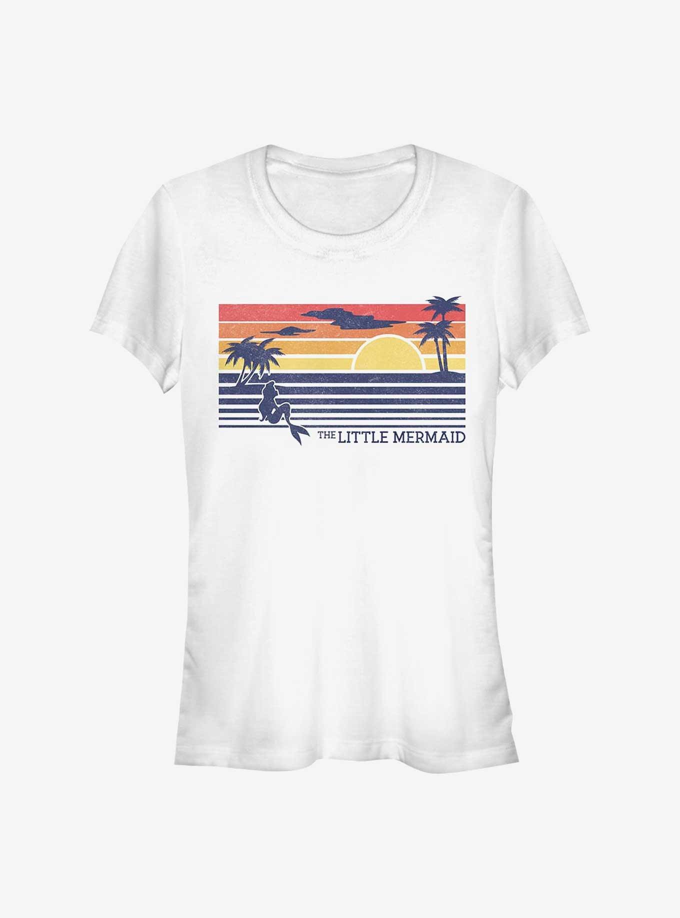Disney The Little Mermaid Graphic Sunset Girls T-Shirt, WHITE, hi-res