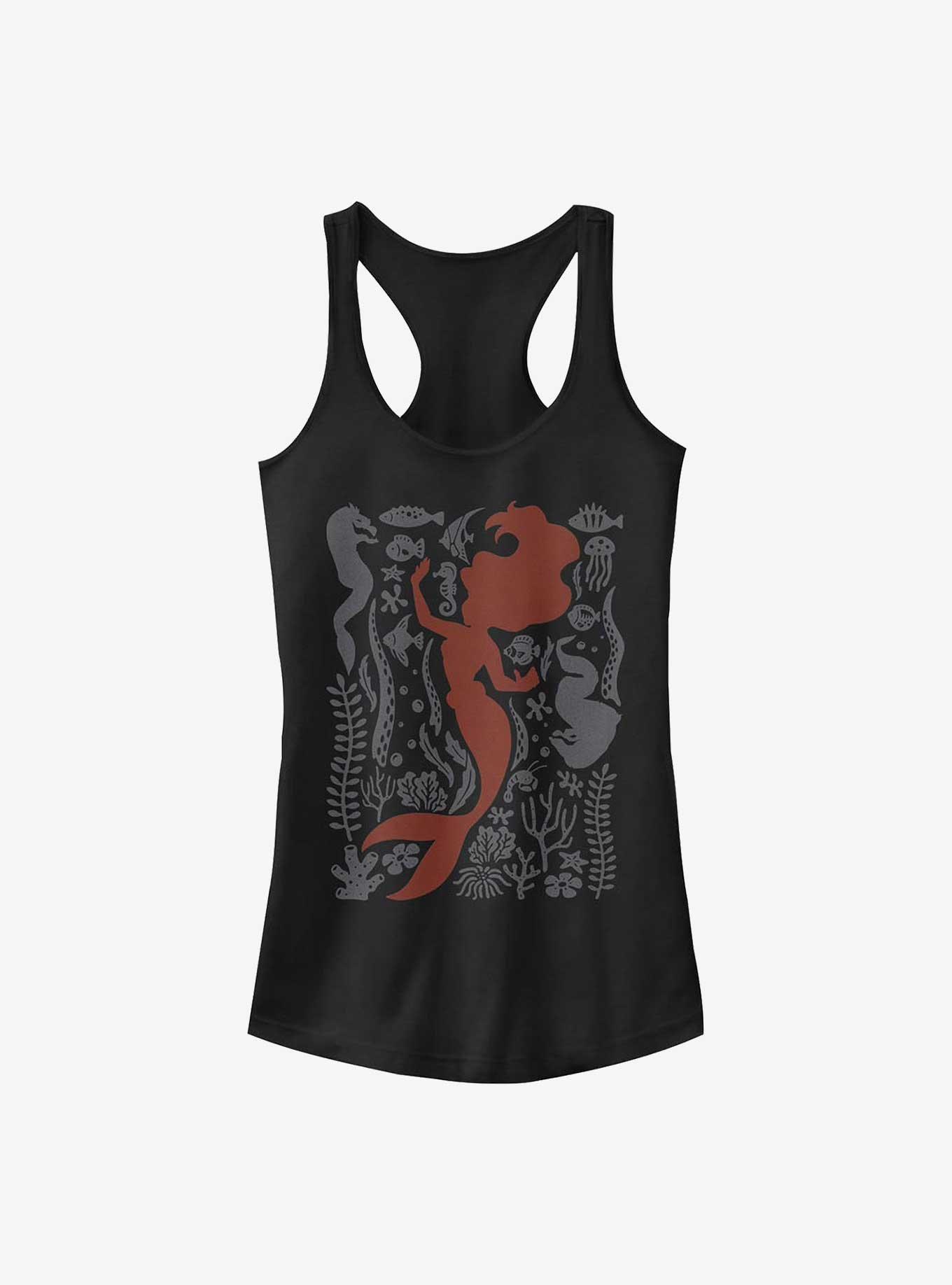 Disney The Little Mermaid Ariel Silhouette Girls Tank, BLACK, hi-res