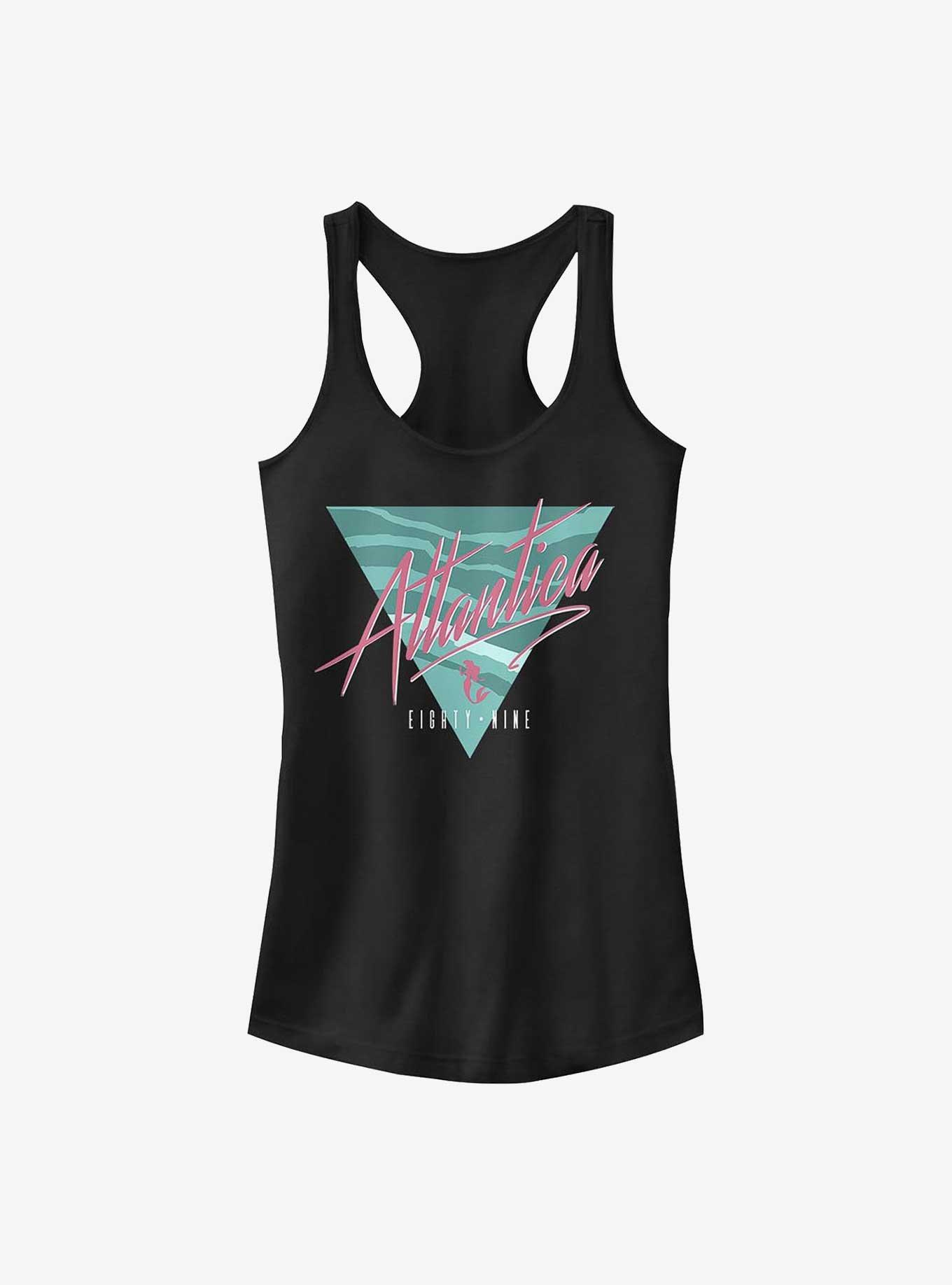 Disney The Little Mermaid Retro Atlantica 89 Logo Girls Tank, BLACK, hi-res