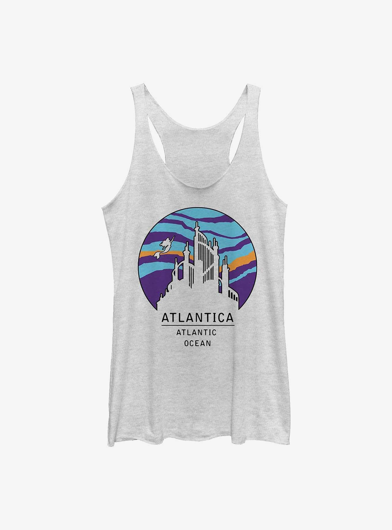 Disney The Little Mermaid Atlantica Logo Girls Tank, WHITE HTR, hi-res