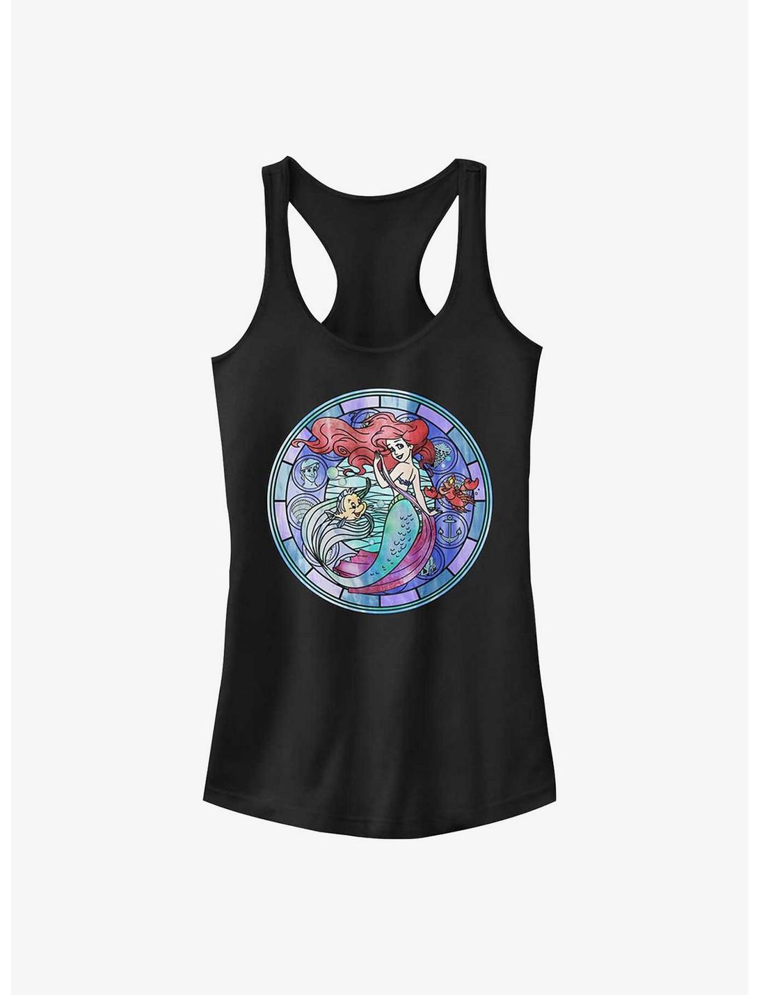 Disney The Little Mermaid Ariel Stained Glass Girls Tank, BLACK, hi-res