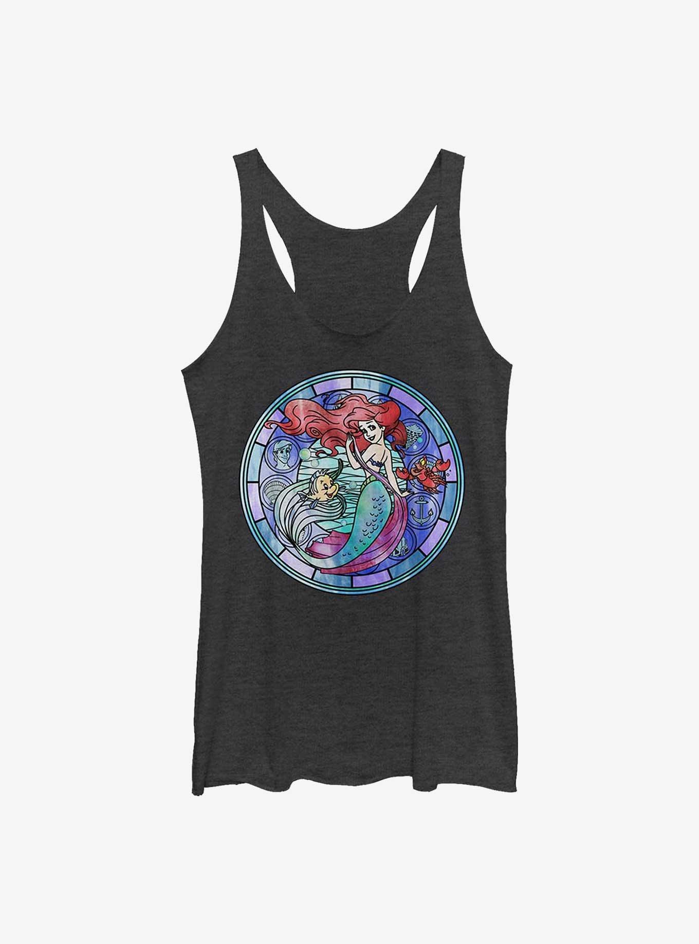 Disney The Little Mermaid Ariel Stained Glass Girls Tank, BLK HTR, hi-res