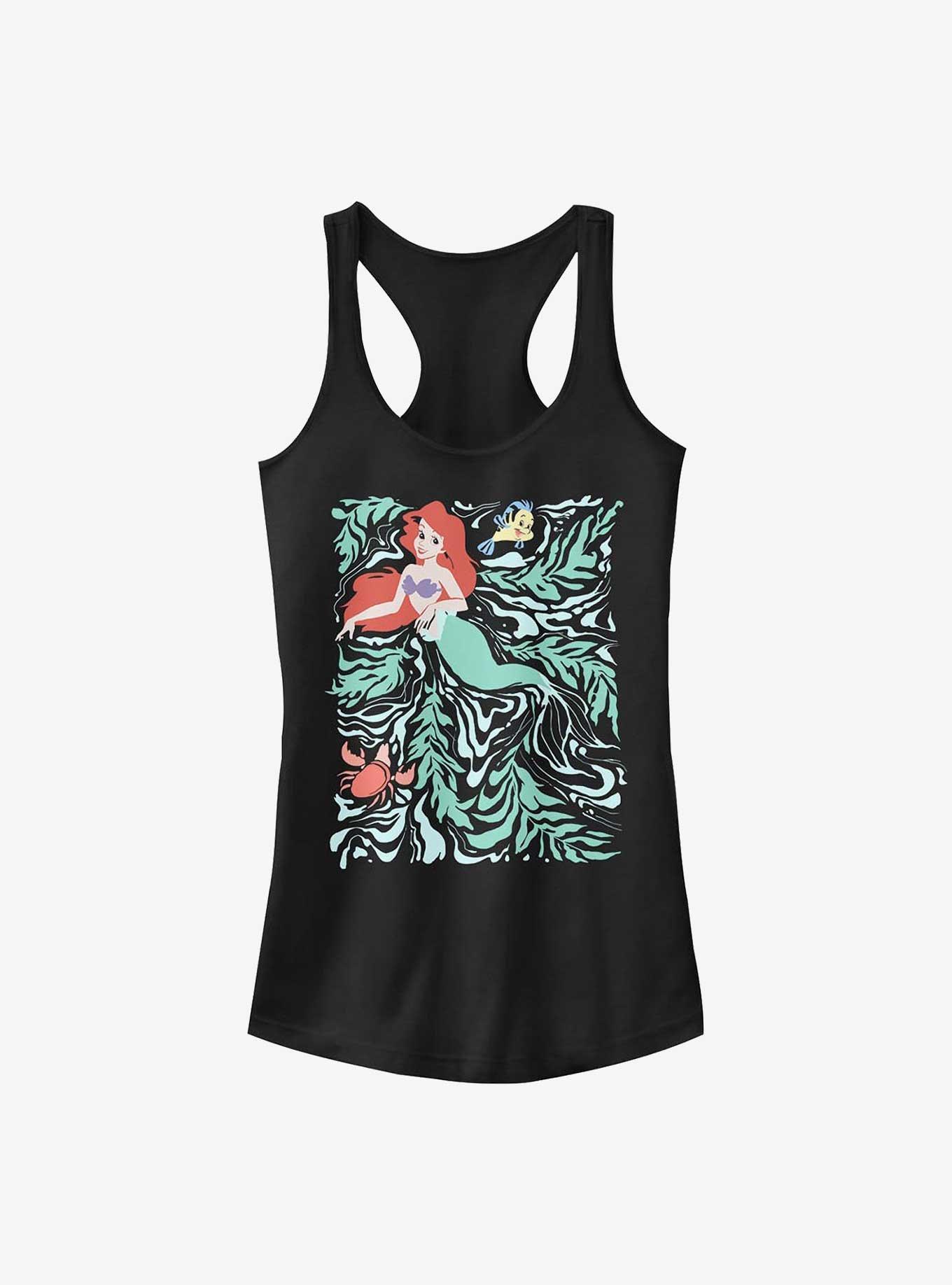 Disney The Little Mermaid Swirly Mermaid Poster Girls Tank, BLACK, hi-res