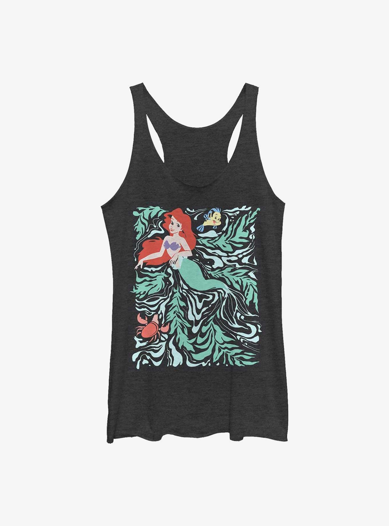 Disney The Little Mermaid Swirly Mermaid Poster Girls Tank, BLK HTR, hi-res