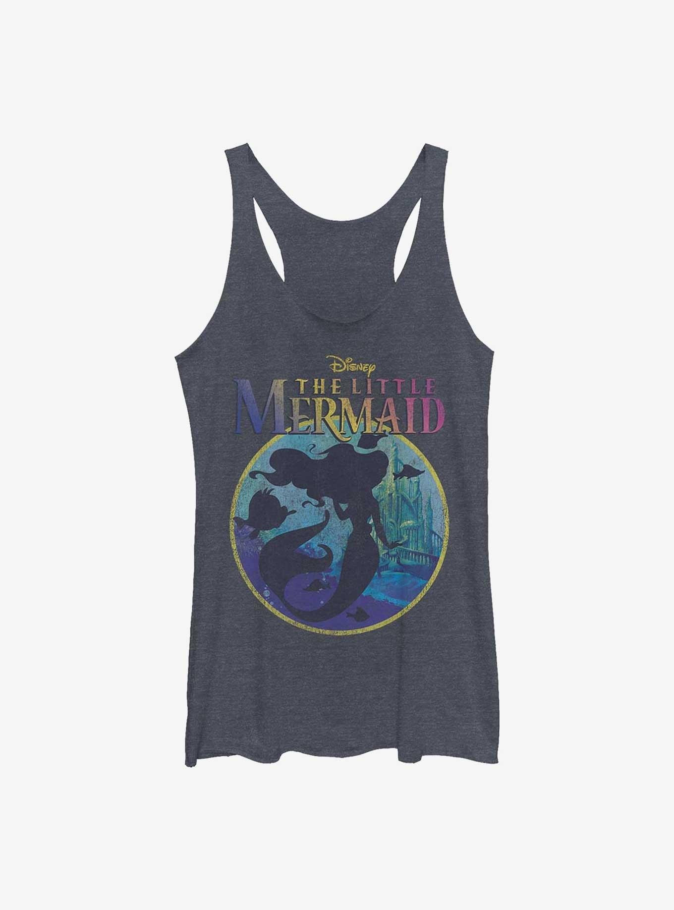 Disney The Little Mermaid Title Silhouette Girls Tank Top, NAVY HTR, hi-res