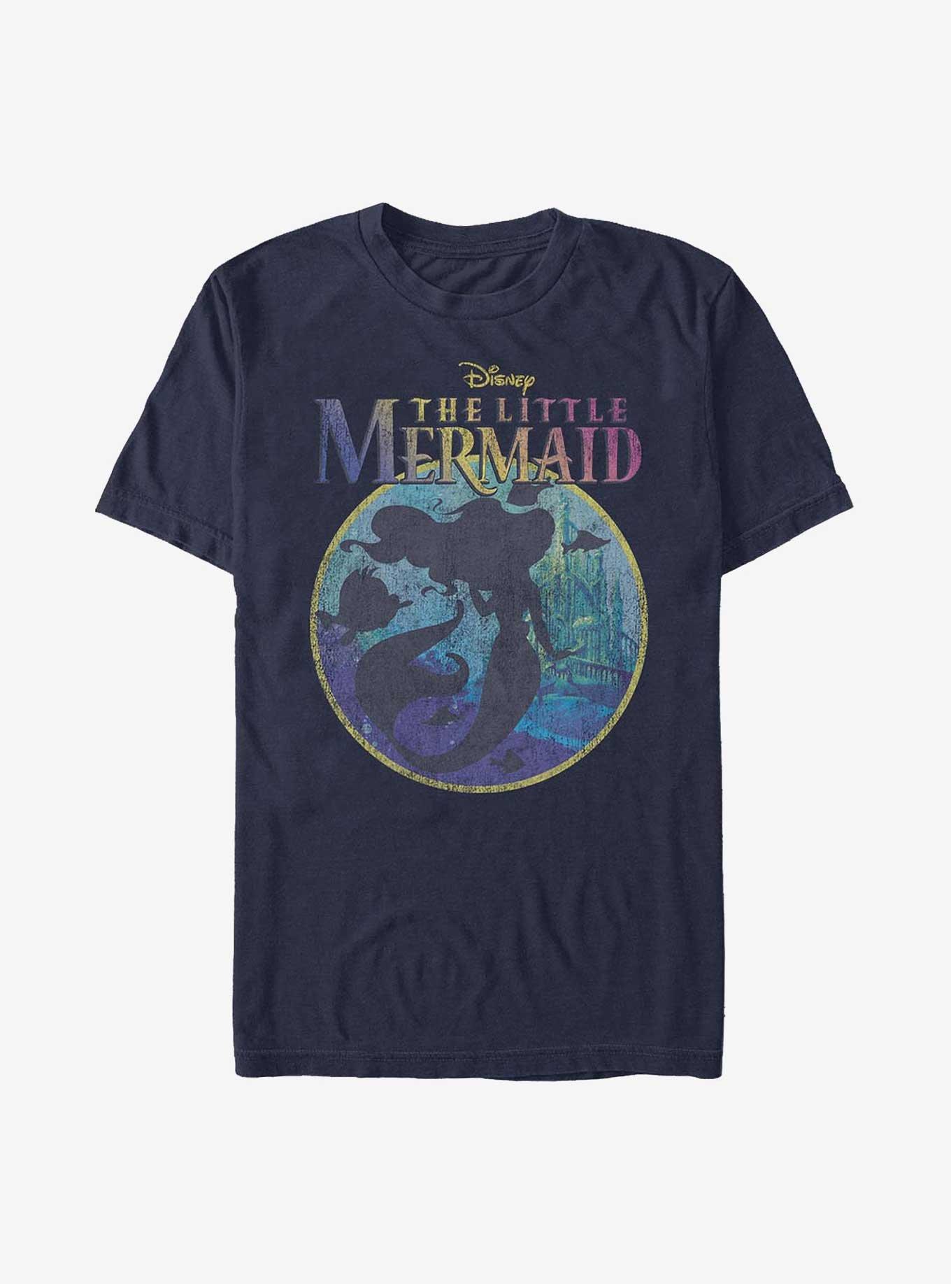 Disney The Little Mermaid Title Silhouette T-Shirt, NAVY, hi-res