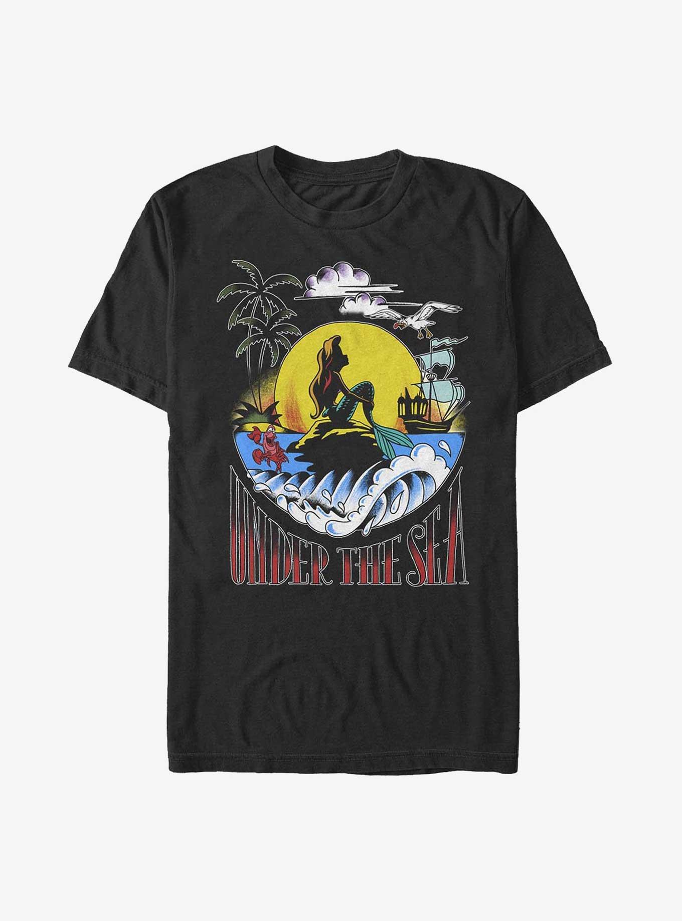 Disney The Little Mermaid Under The Sea Sunset Poster T-Shirt