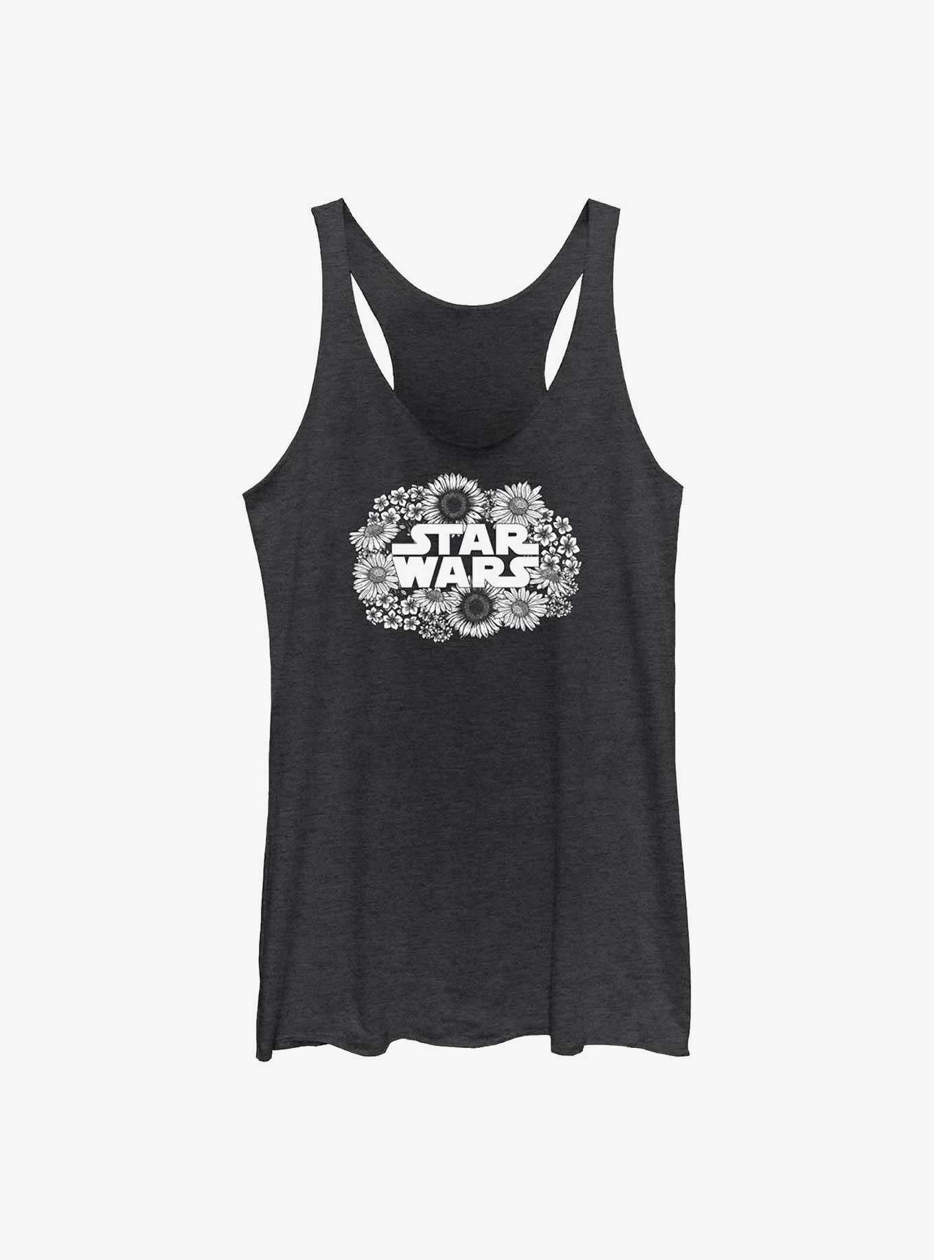 Star Wars Flowers Logo Girls Tank, BLK HTR, hi-res