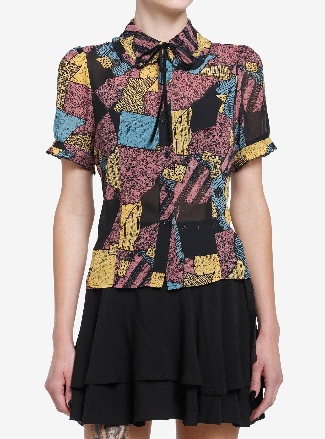 The Nightmare Before Christmas Sally Girls Woven Button-Up, MULTI, hi-res