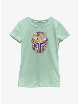 Star Wars The Mandalorian Floral Helmet Youth Girls T-Shirt, , hi-res