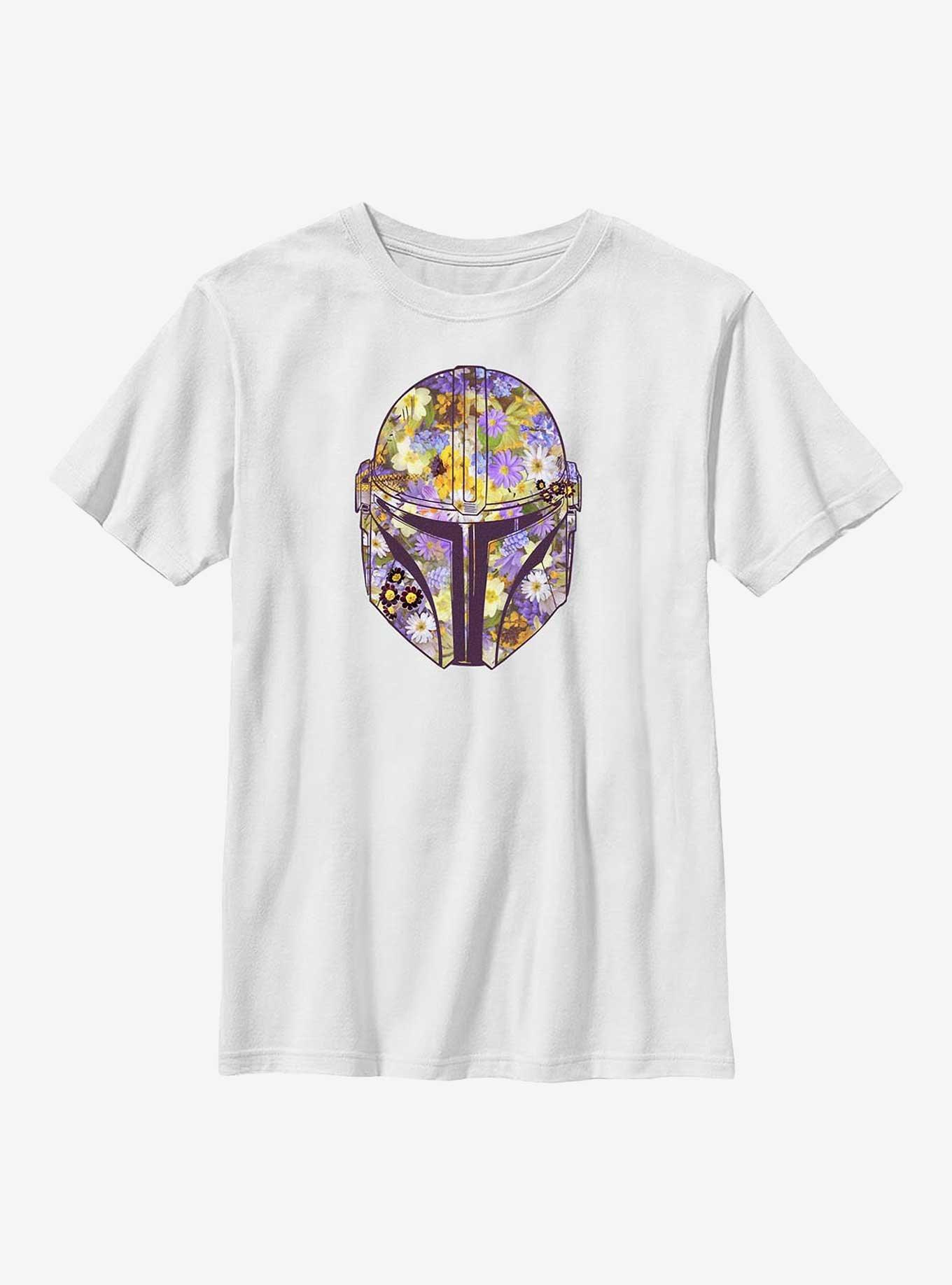 Star Wars The Mandalorian Floral Helmet Youth T-Shirt, , hi-res