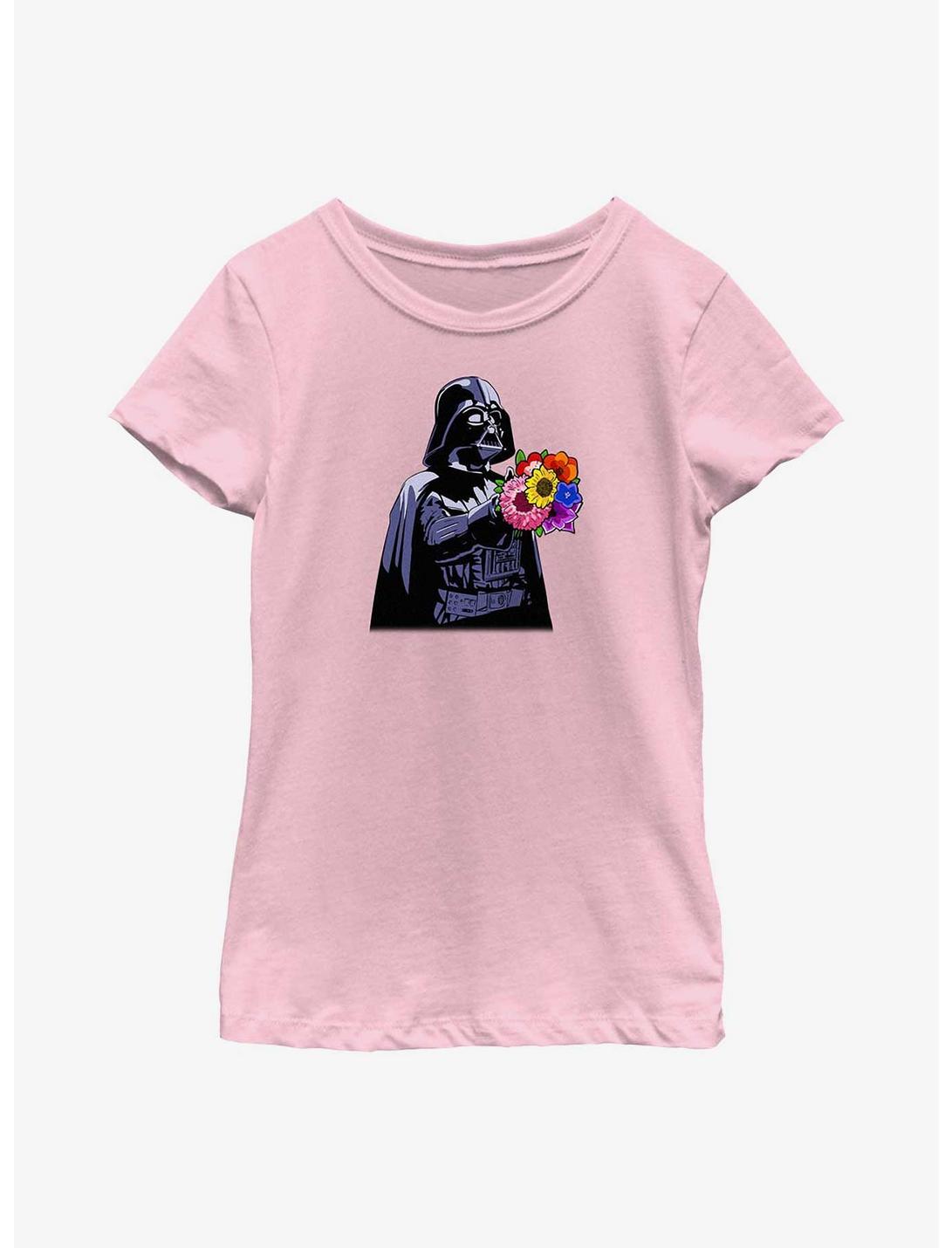 Star Wars Vader Handing Flowers Youth Girls T-Shirt, PINK, hi-res