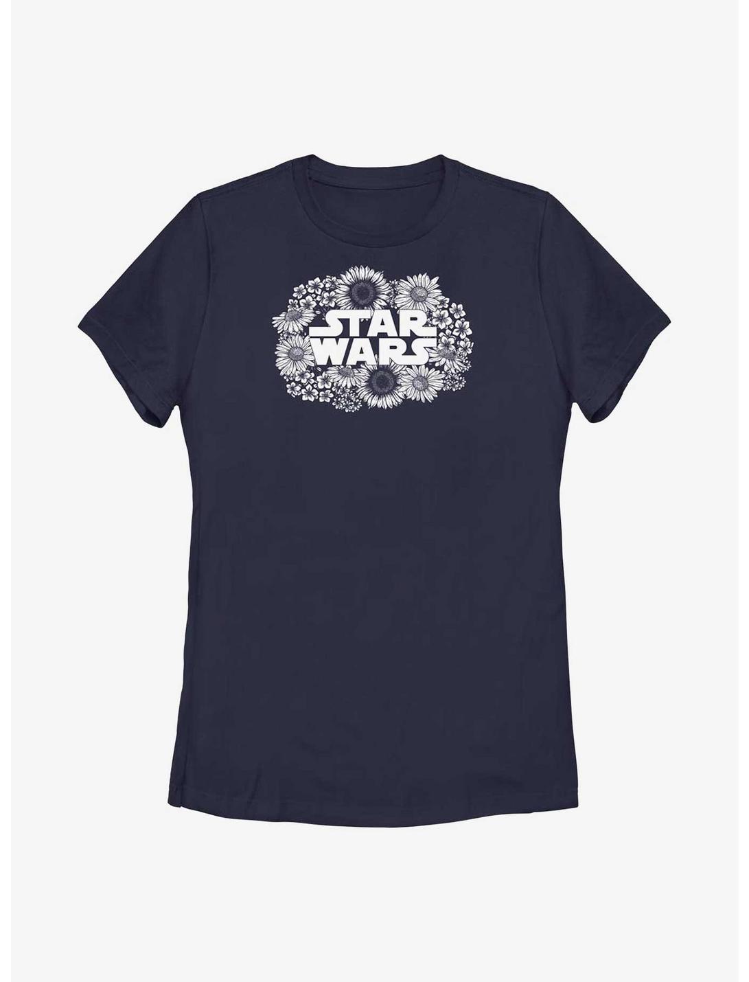 Star Wars Flowers Logo Womens T-Shirt, NAVY, hi-res