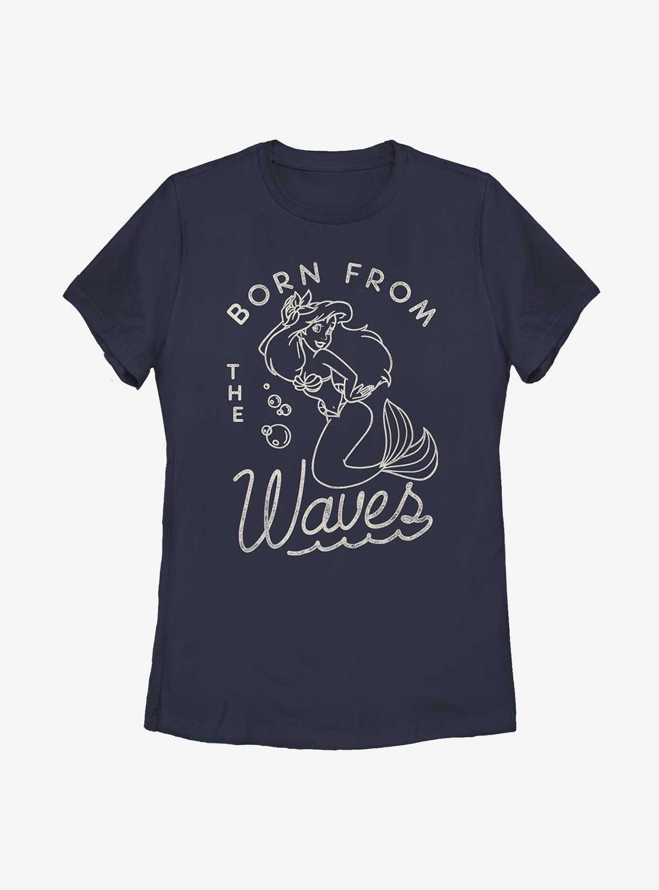 Disney The Little Mermaid Ariel Born From The Waves Womens T-Shirt, NAVY, hi-res