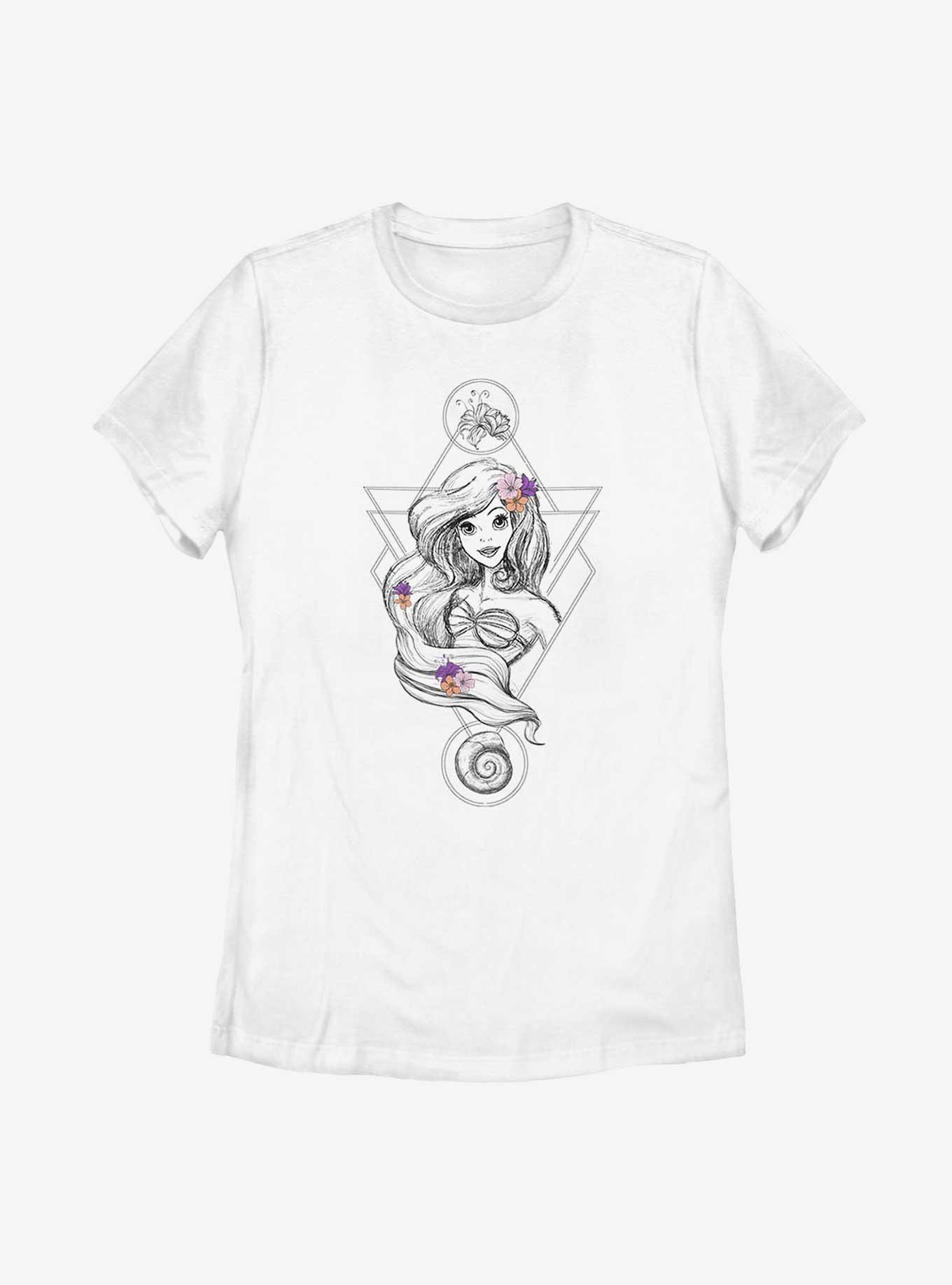 Disney The Little Mermaid Boho Ariel Womens T-Shirt, WHITE, hi-res